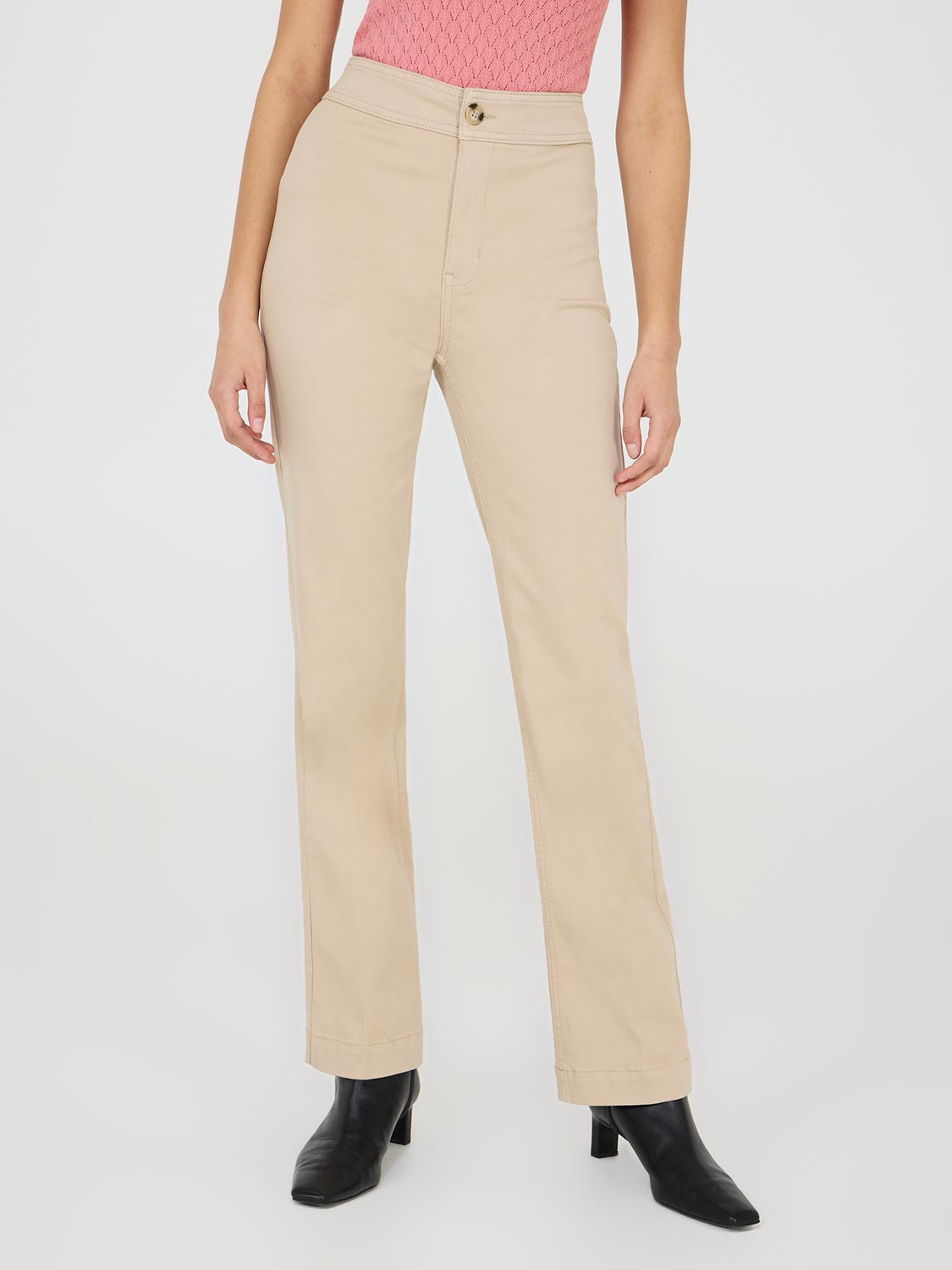Pantalon droit taille mi-haute en Tencel