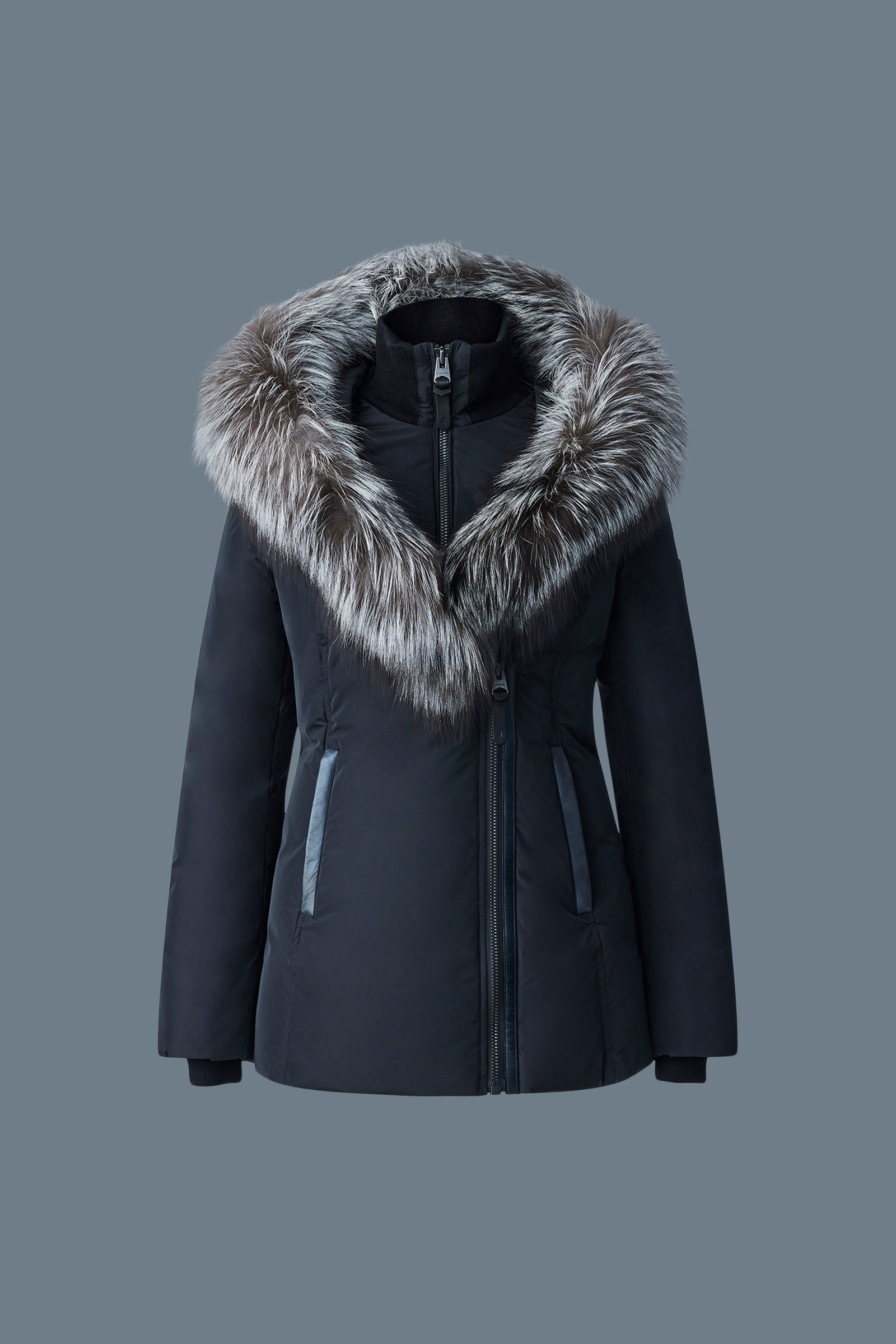 Manteau en duvet ADALI avec fourrure de renard argenté Signature Mackage Collar