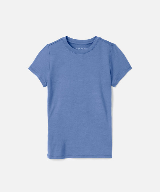 T-shirt slim col rond en laine mérinos pour femme