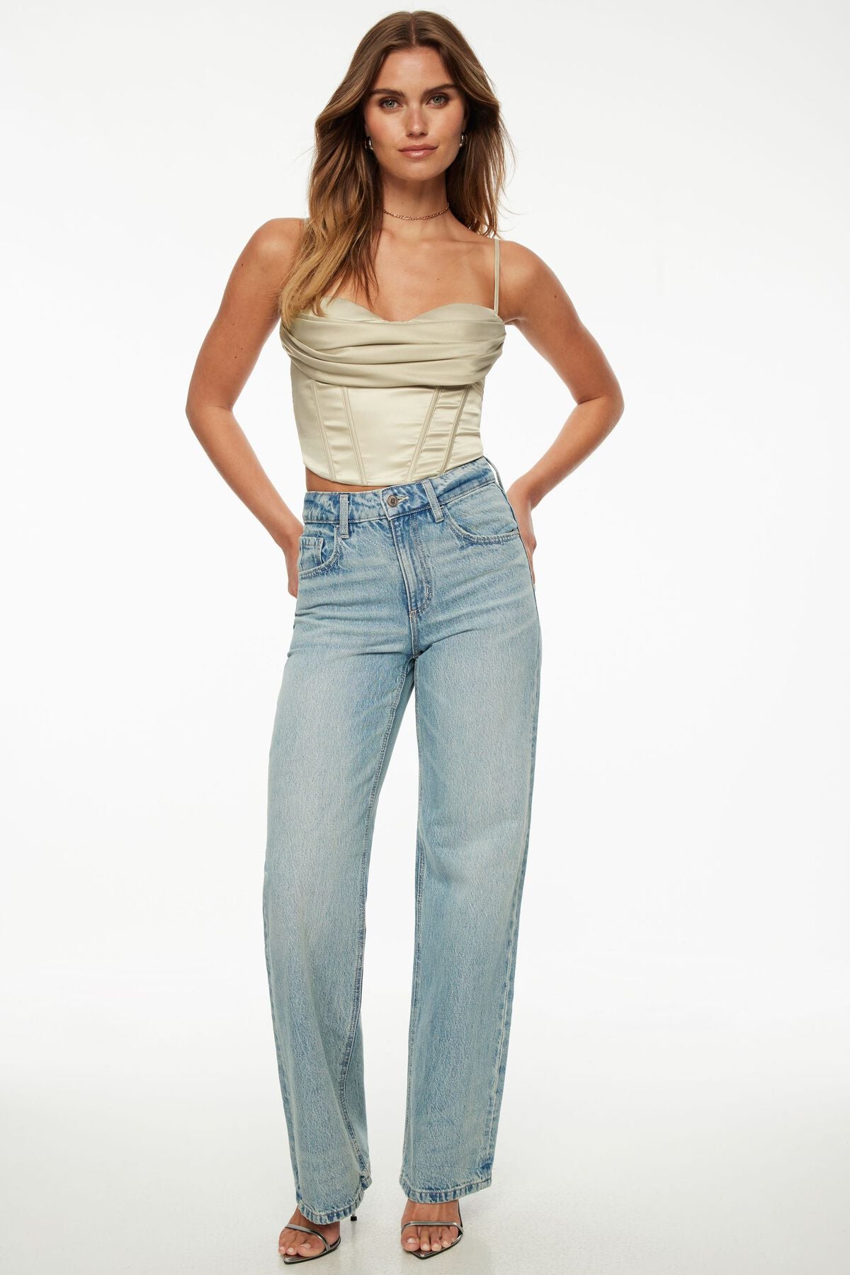 Haut corset en satin drapé