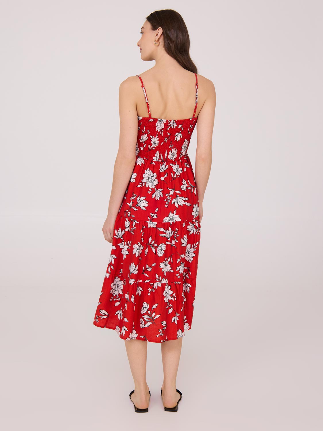 Robe midi imprimée à bretelles spaghetti