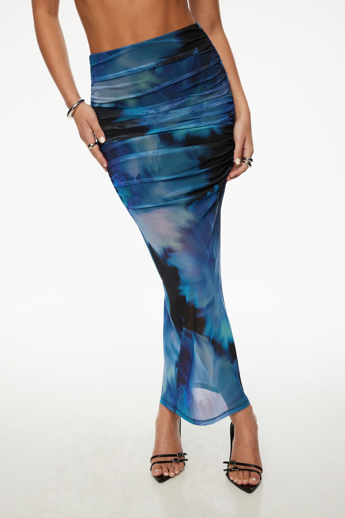 Jupe longue drapée en maille