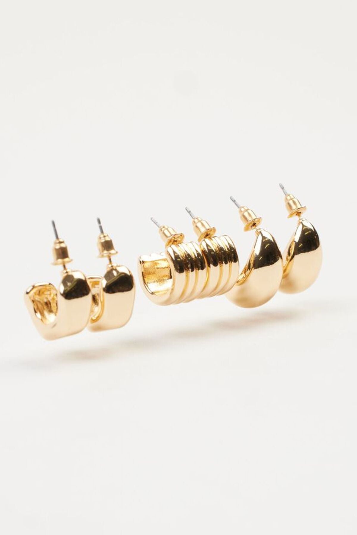 Lot de 3 boucles d'oreilles créoles épaisses