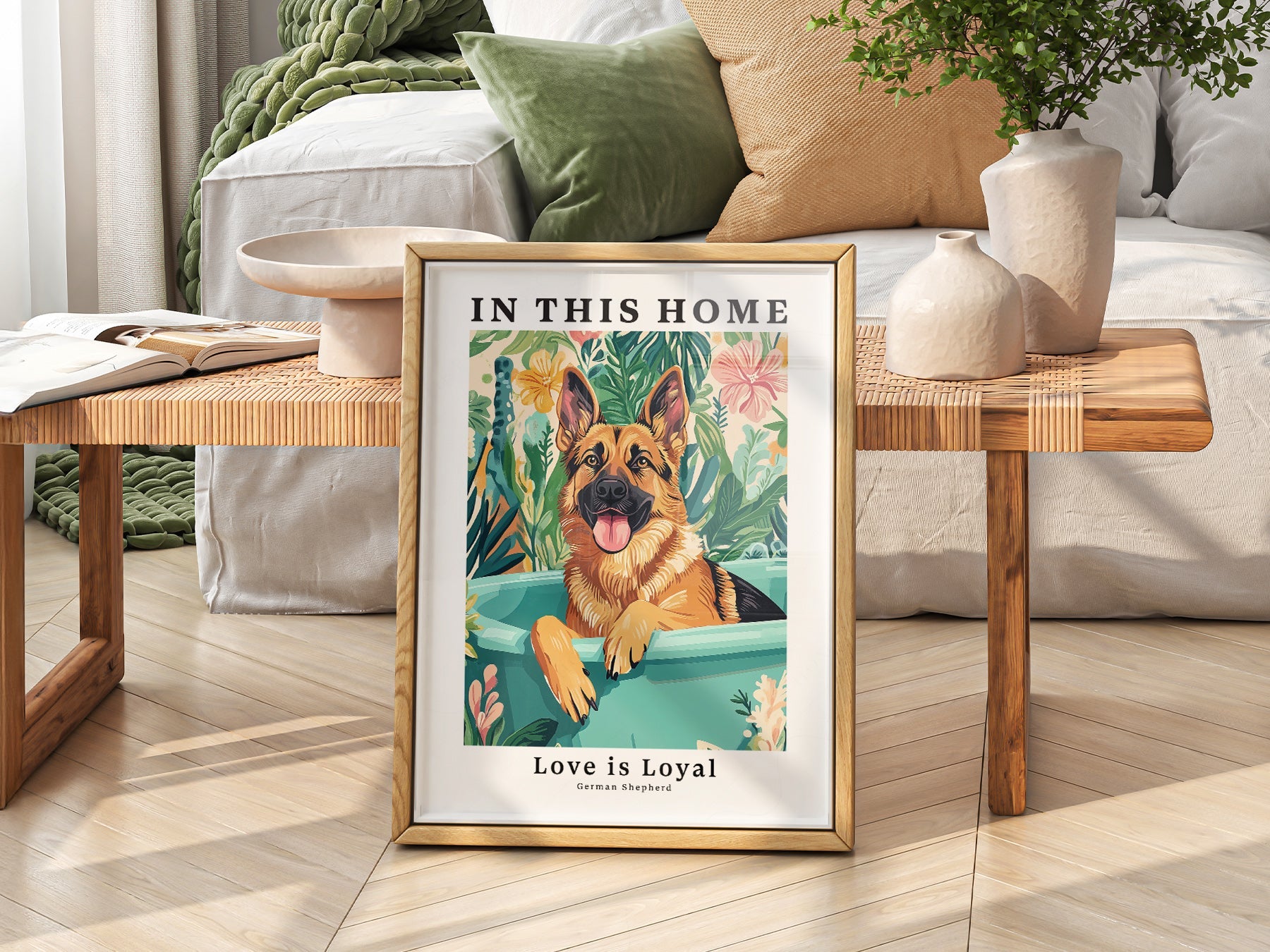 German Shepherd Dog Art Print – In This Home Love is Loyal Poster