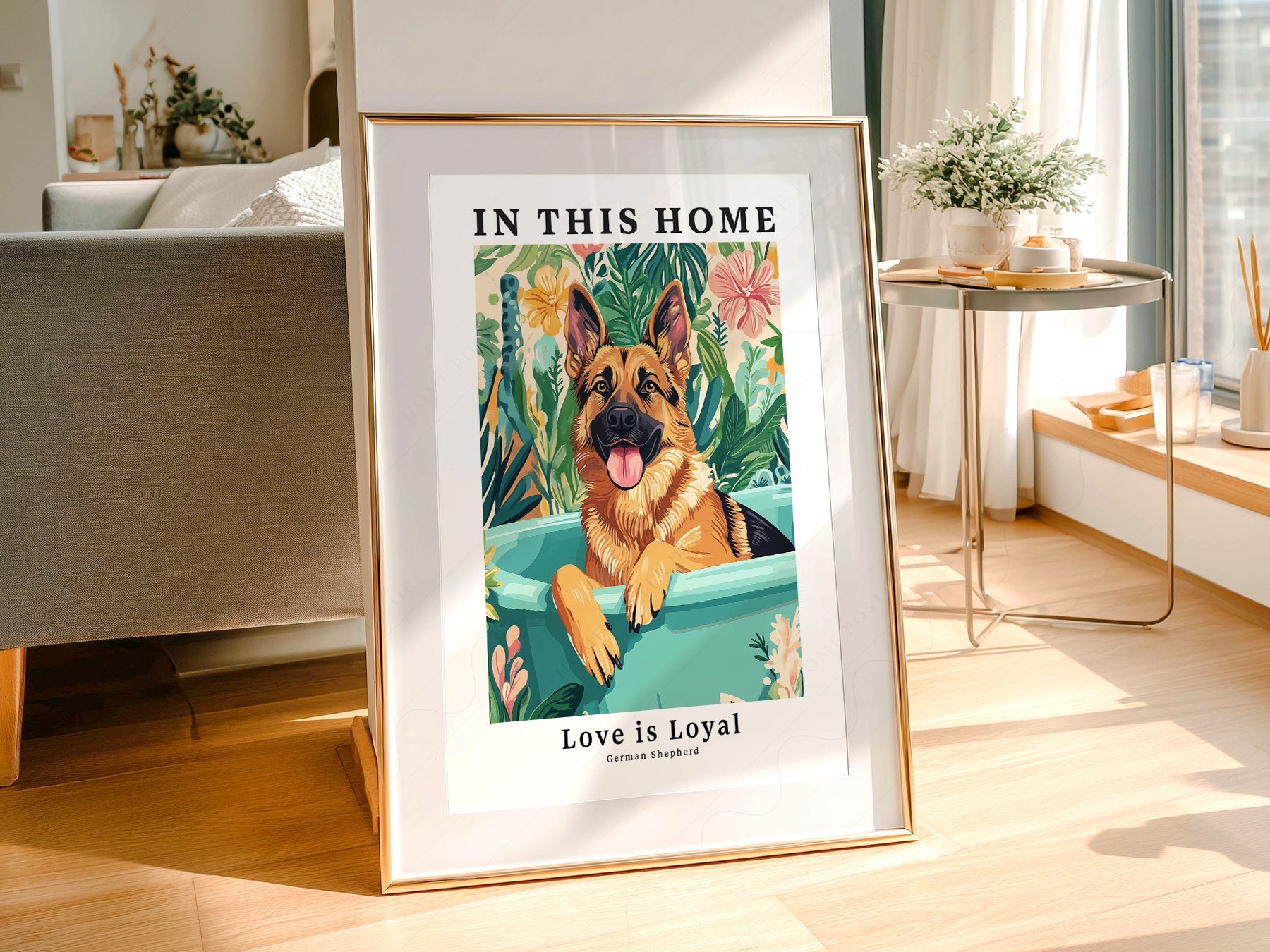 German Shepherd Dog Art Print – In This Home Love is Loyal Poster
