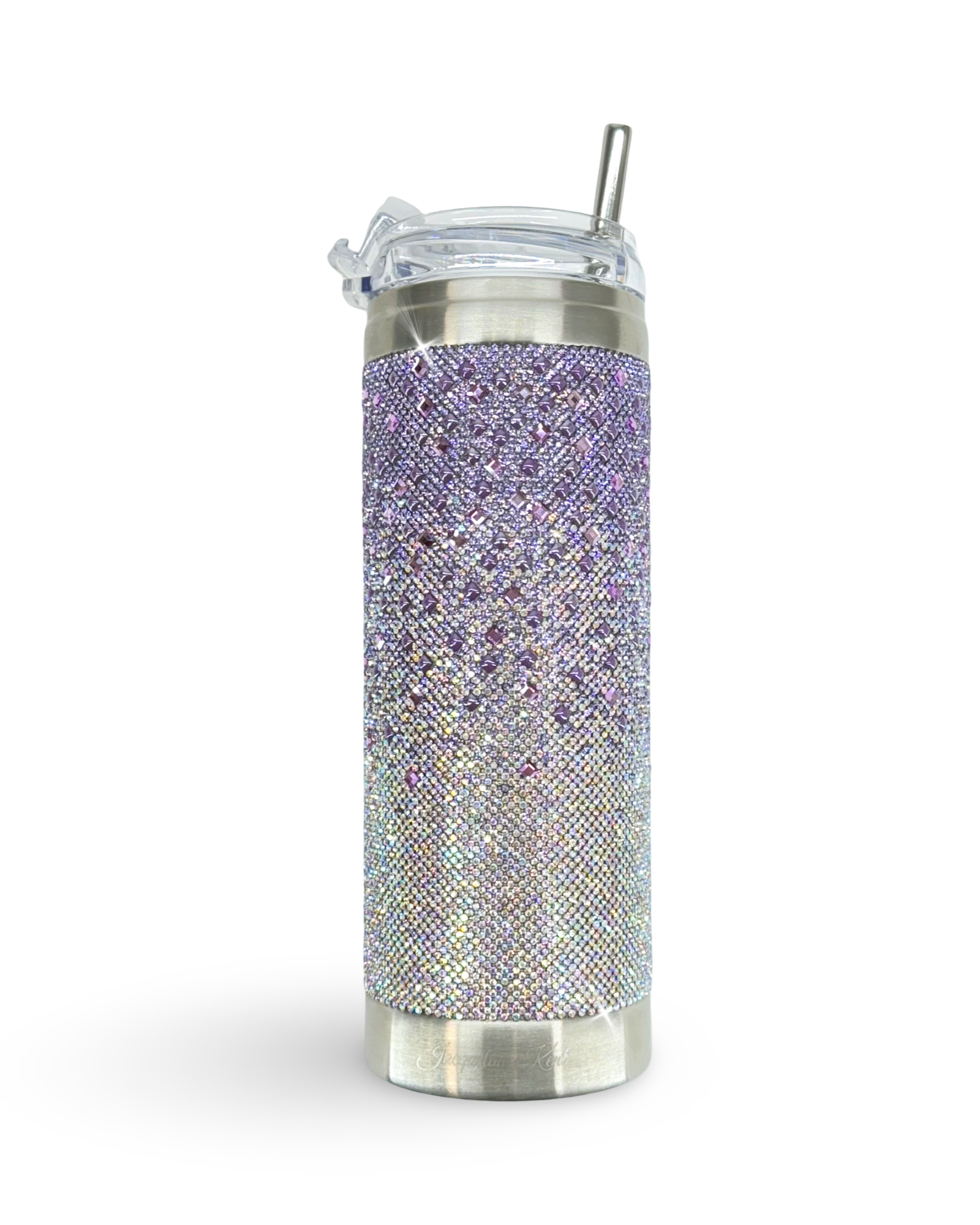 Gobelet en acier inoxydable 590 ml orné de cristaux – Lilas ombré