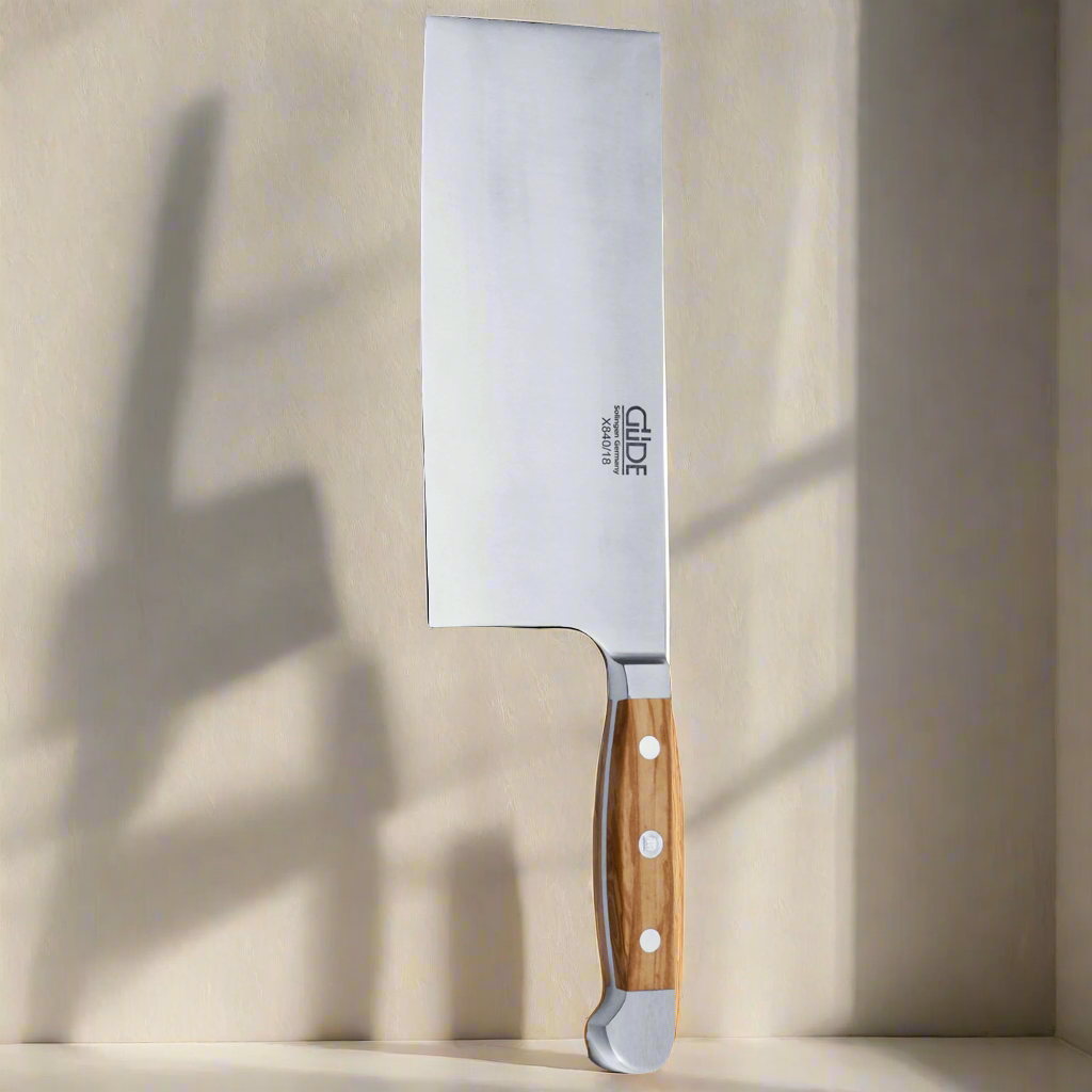 ALPHA OLIVE | Chinese Chef's Knife 8" | Forged Steel / Olive wood handle