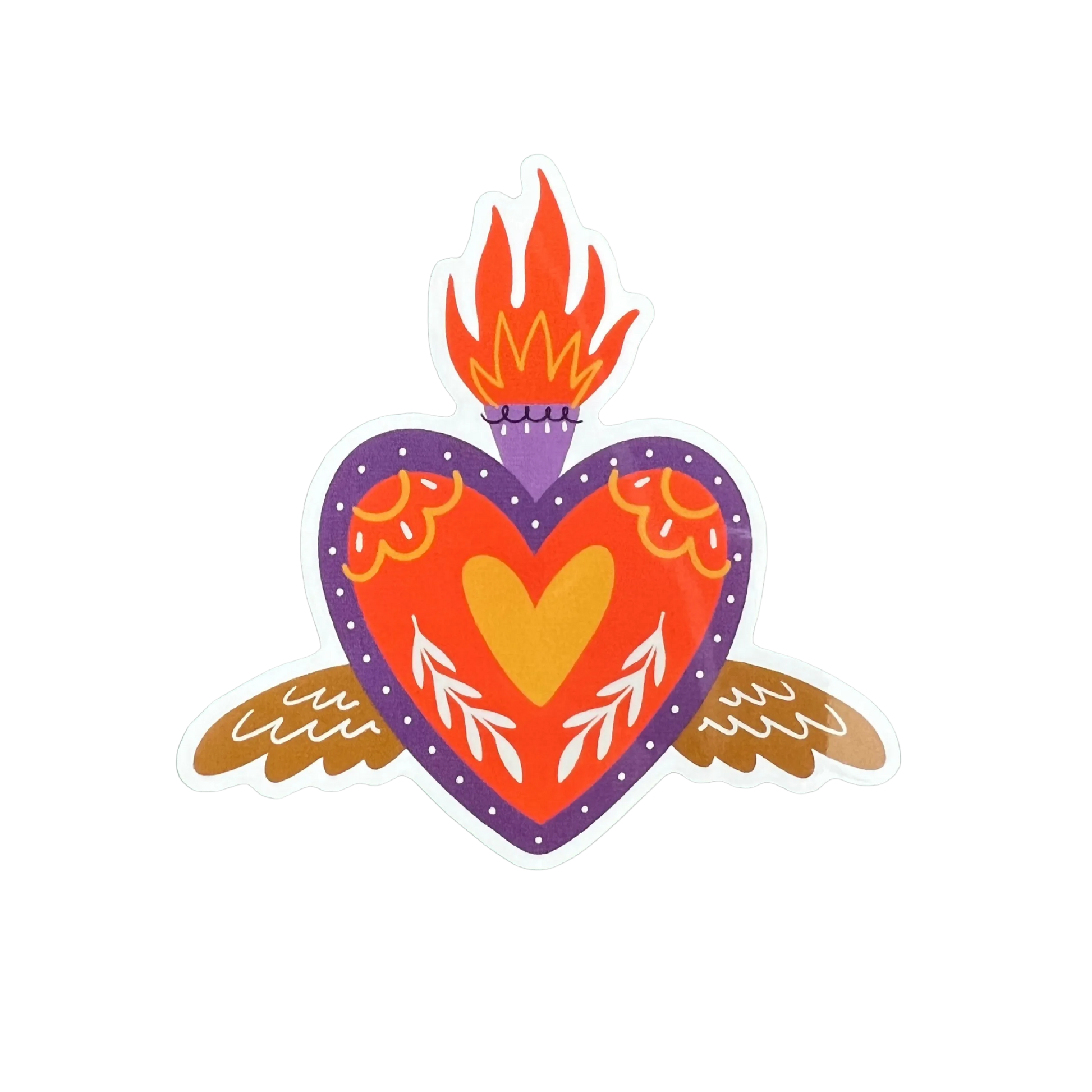 Flaming Heart Vinyl - Four Bears Sticker Club