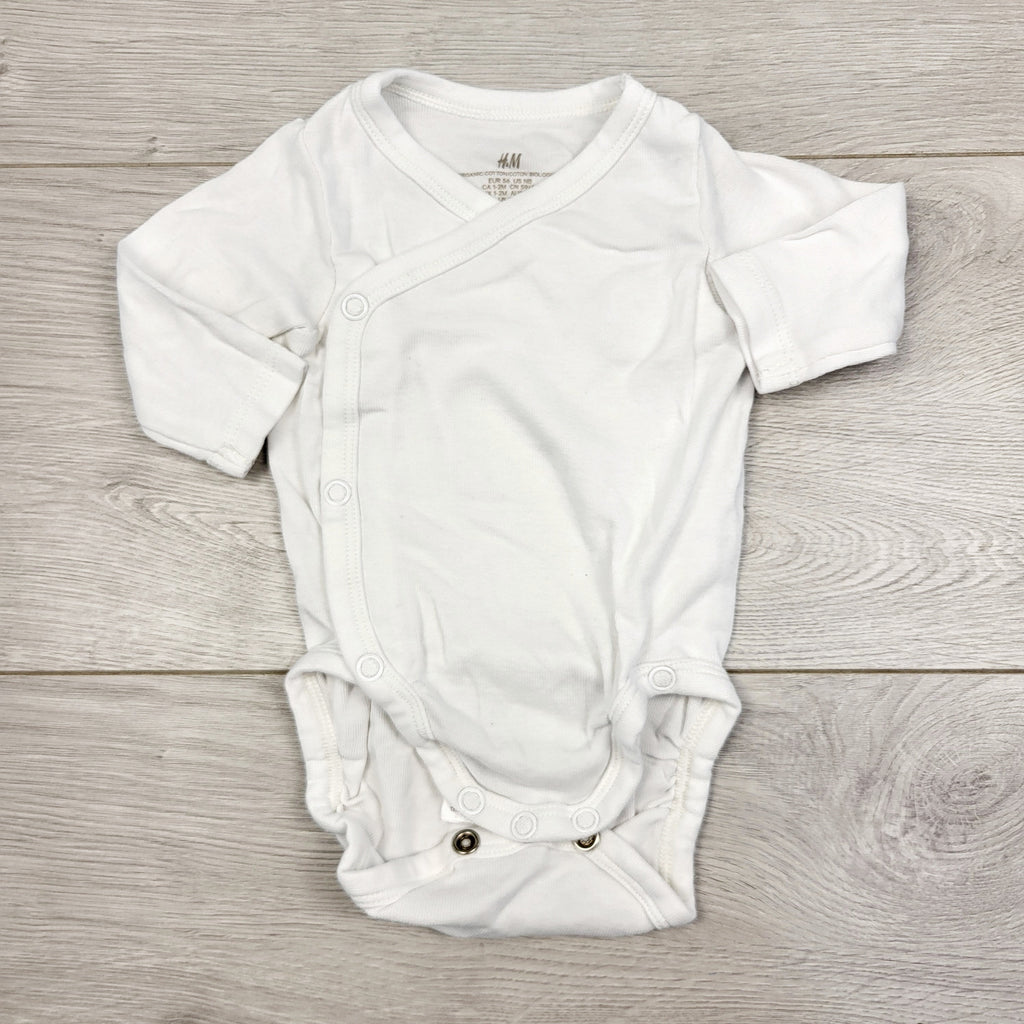 ECRS34 - Body cache-cœur blanc en coton bio H&amp;M. Taille 1-2 mois.