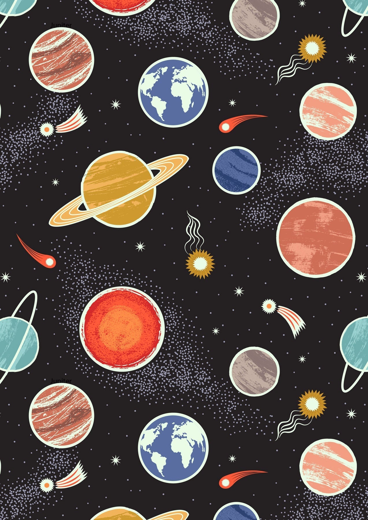 Lewis &amp; Irene - Space Glow - Planètes sur fond noir