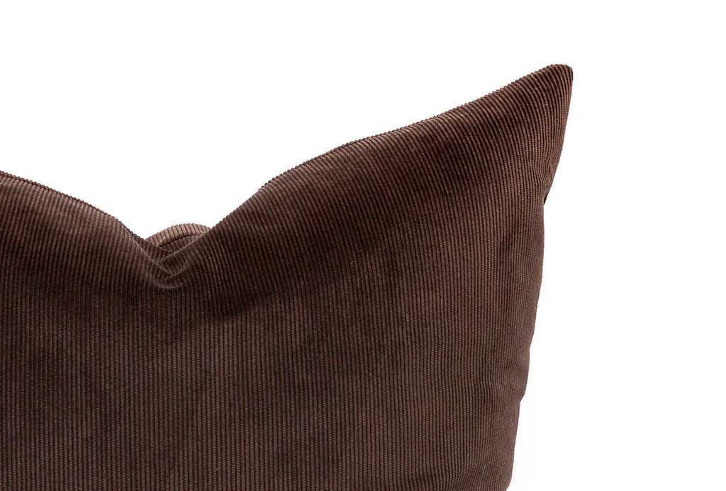 Housse de coussin en cordon chocolat