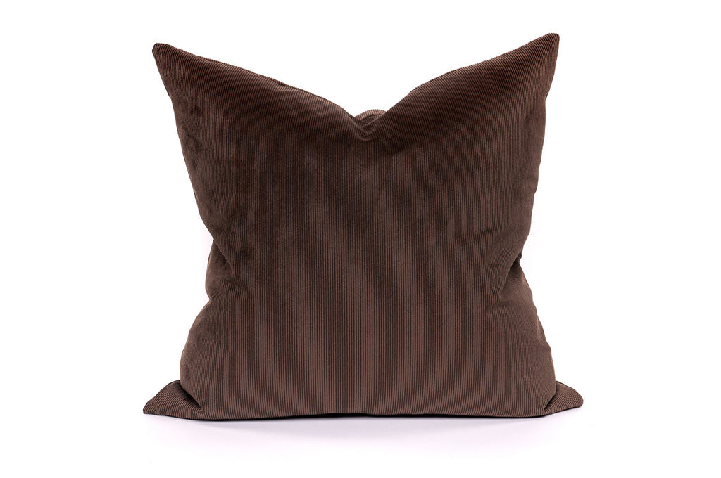 Housse de coussin en cordon chocolat