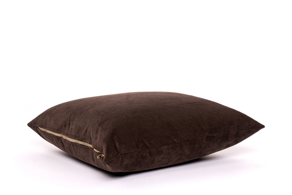 Housse de coussin en cordon chocolat