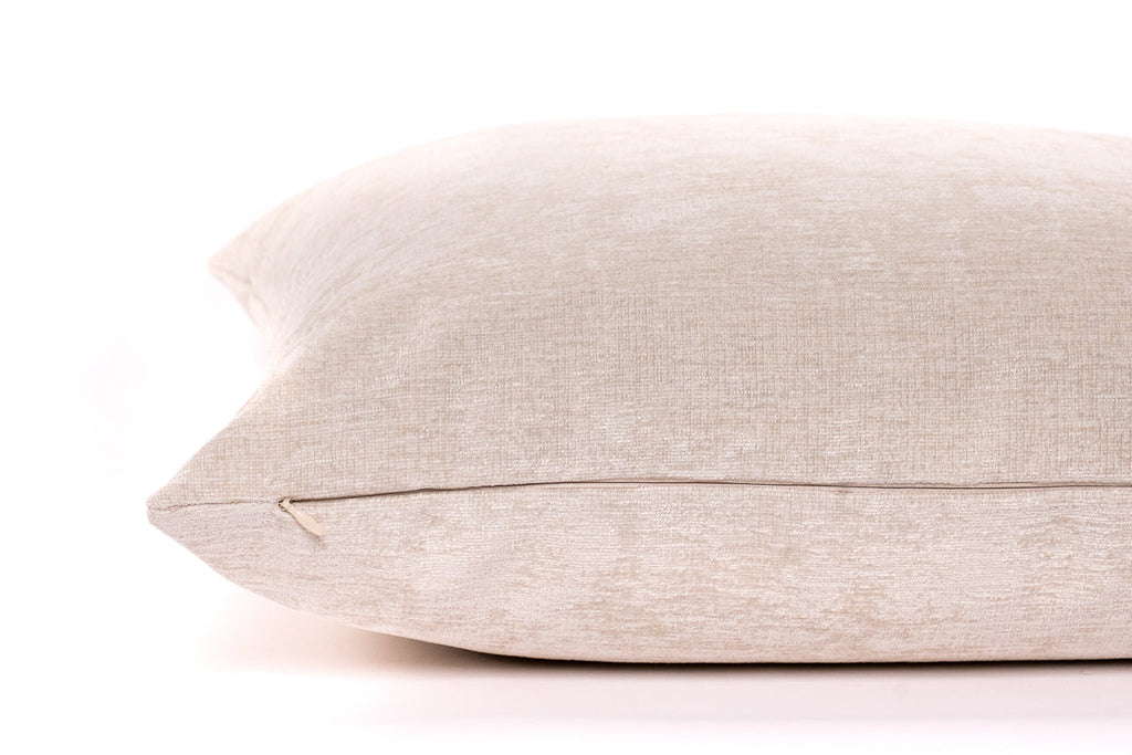 Housse de coussin en chenille ivoire