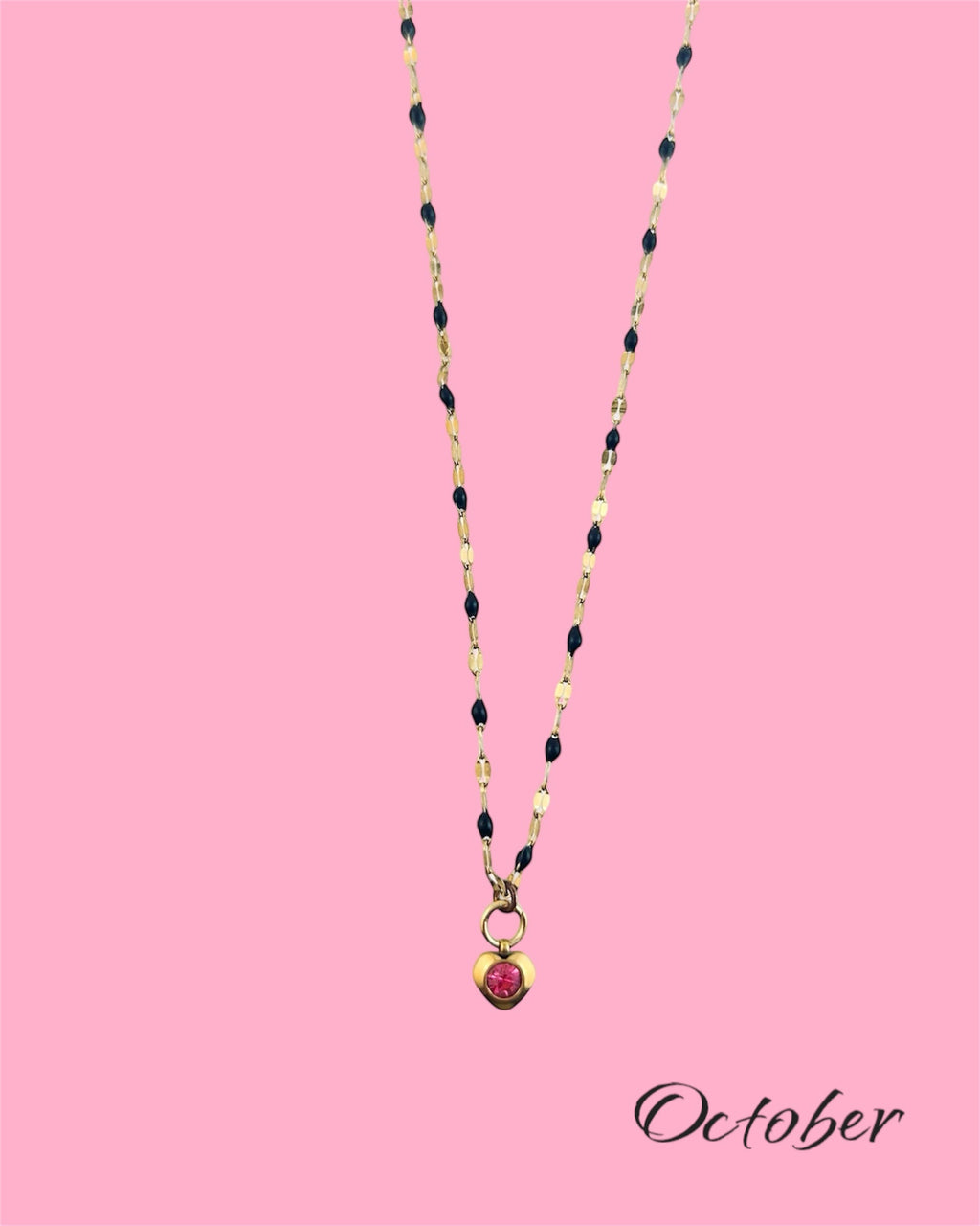 Heart Stone Necklaces in gold - various birthstone colours
