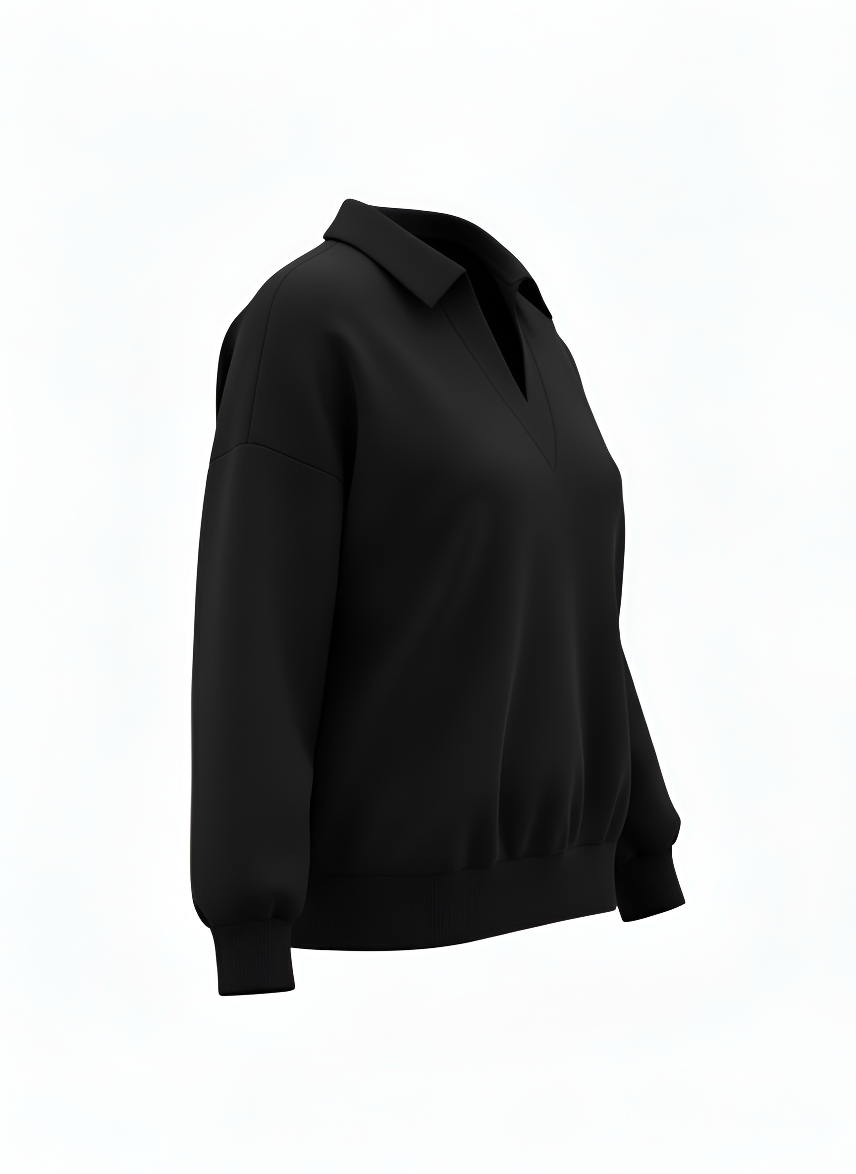 Ella Luxeflow - Long Sleeve Polo In Black