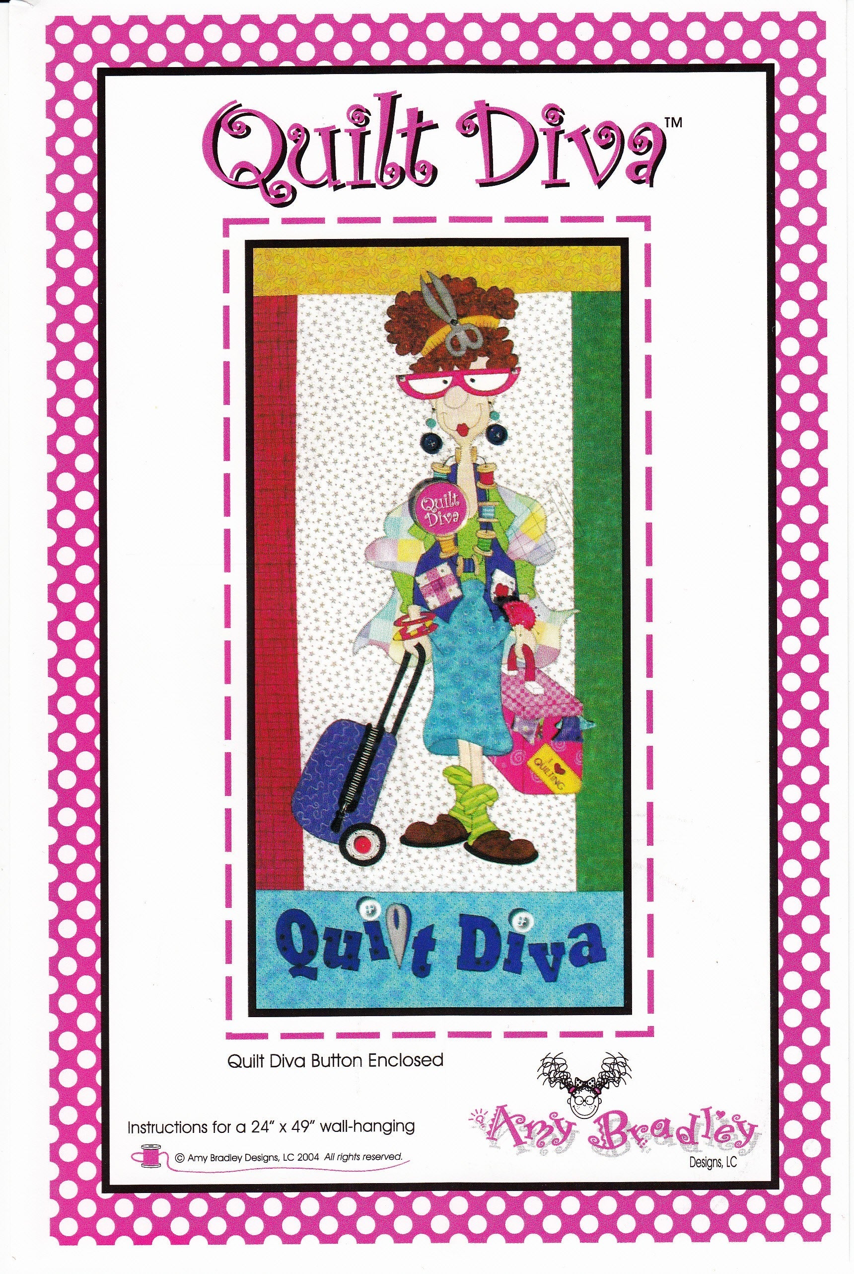 Amy Bradley Quilt Diva (comprend le bouton Quilt Diva) Tenture murale
