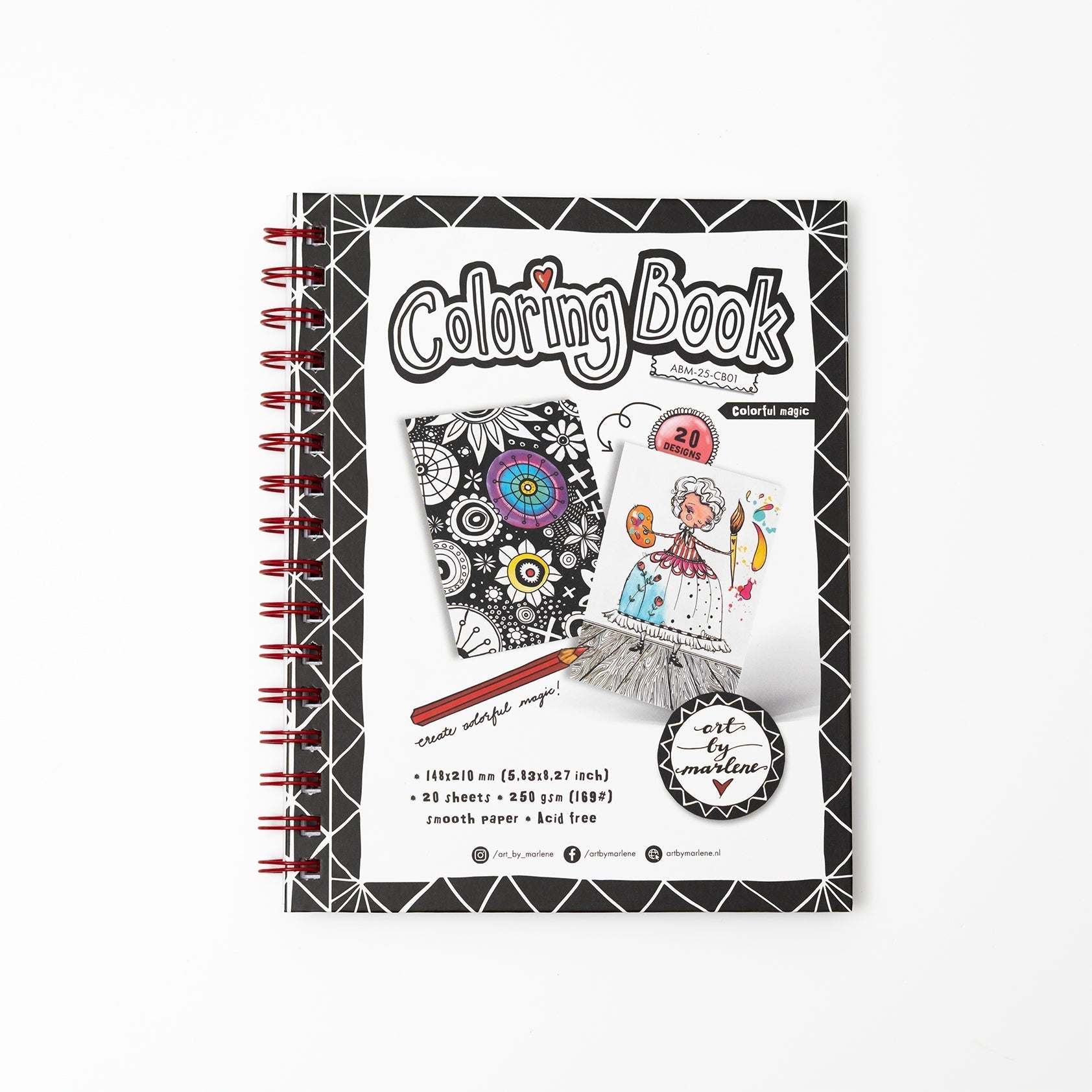 ABM Coloring Book Colorful Magic Art By Marlene 210x148x8mm 20 Sheets