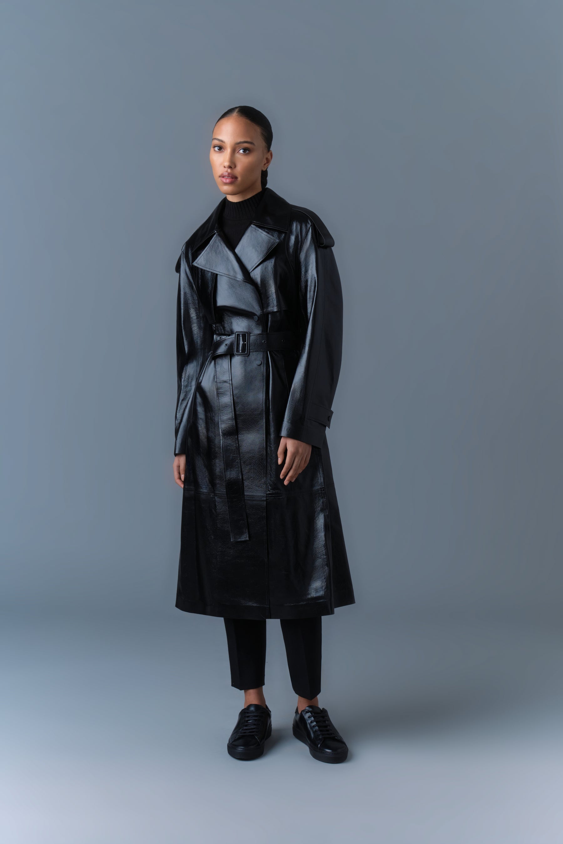 Trench en cuir CARMELA avec ceinture