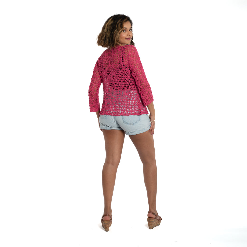 Tie Front Cardigan - Pink