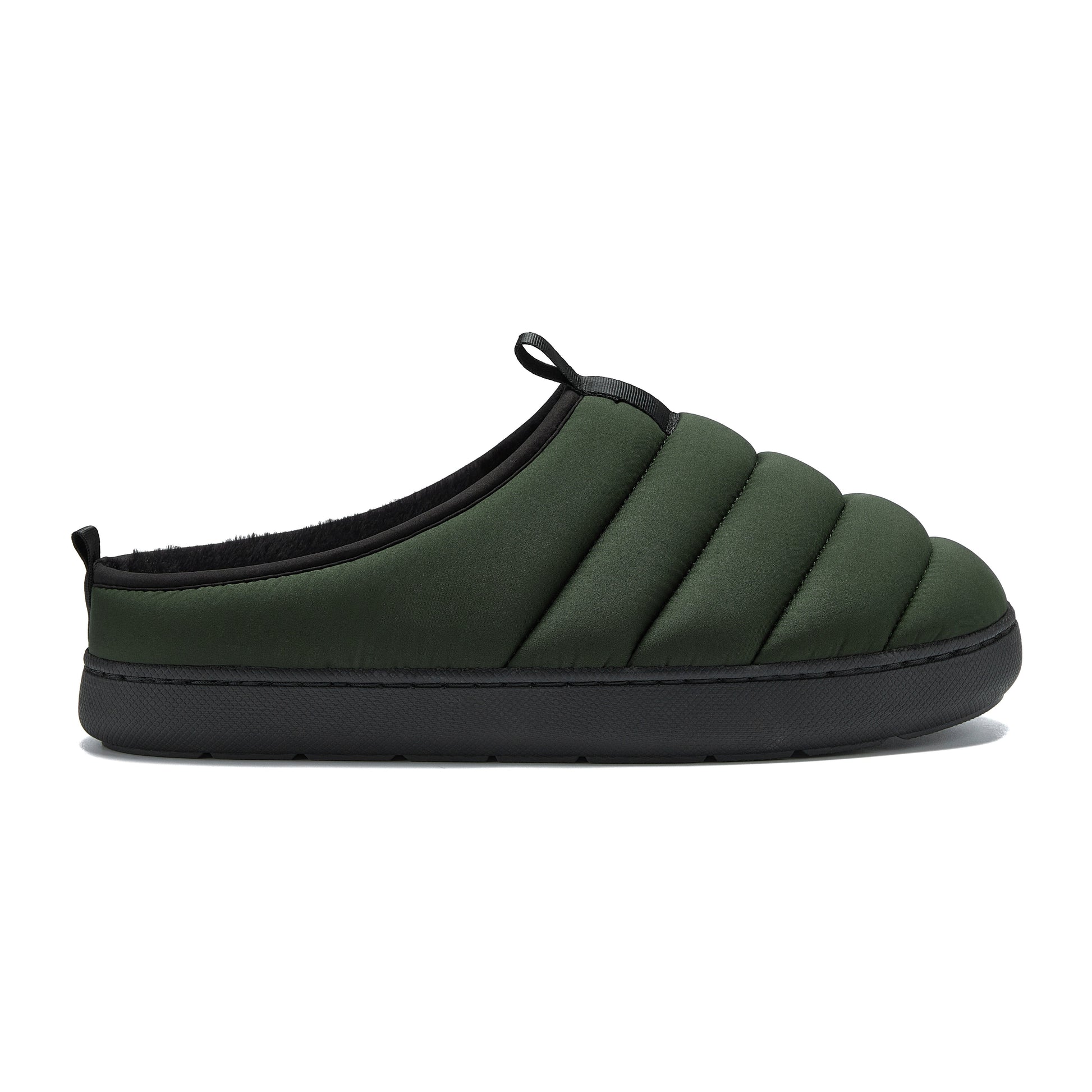 SEATON | INSULATED PUFFER SLIPPERS, DARK GREEN