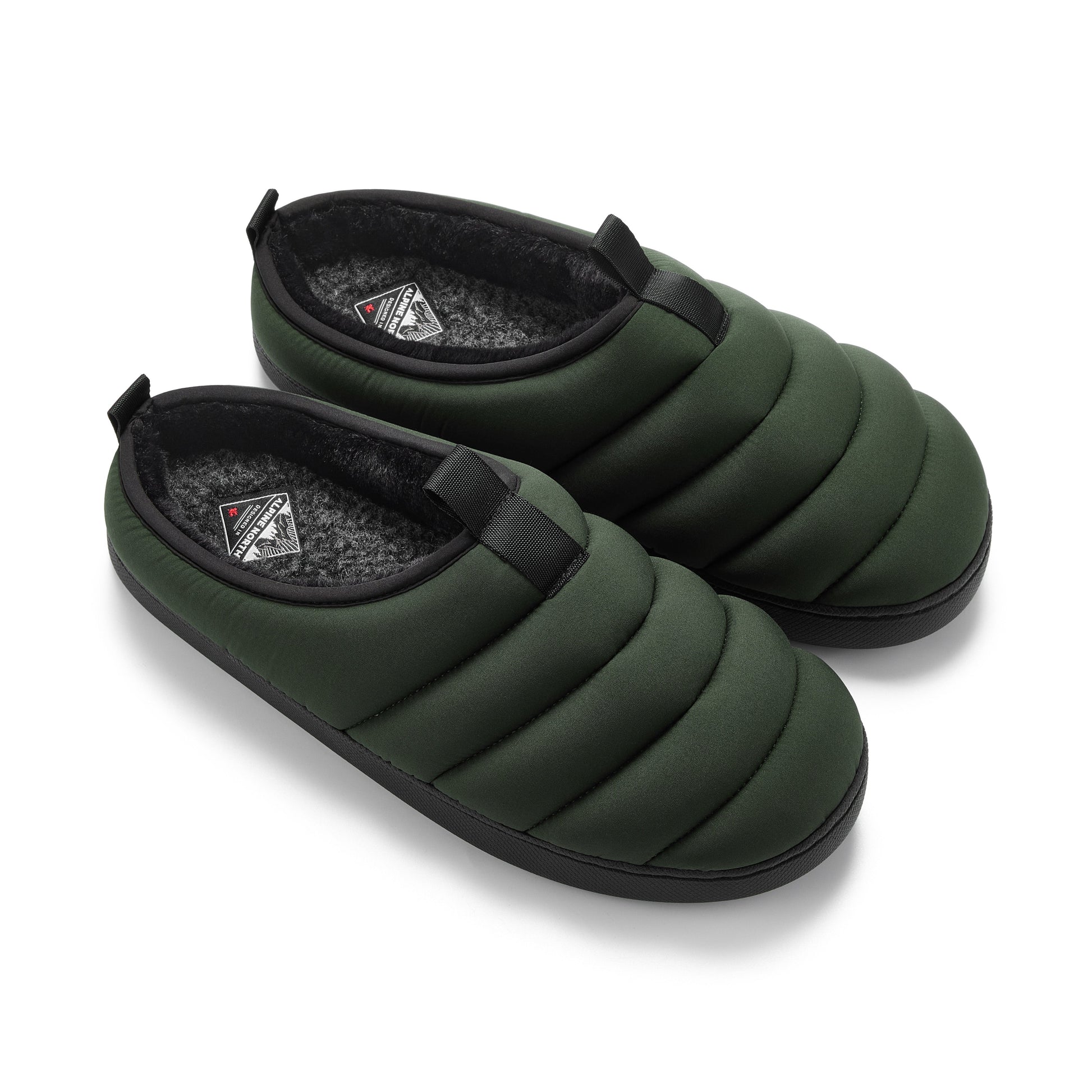 SEATON | INSULATED PUFFER SLIPPERS, DARK GREEN