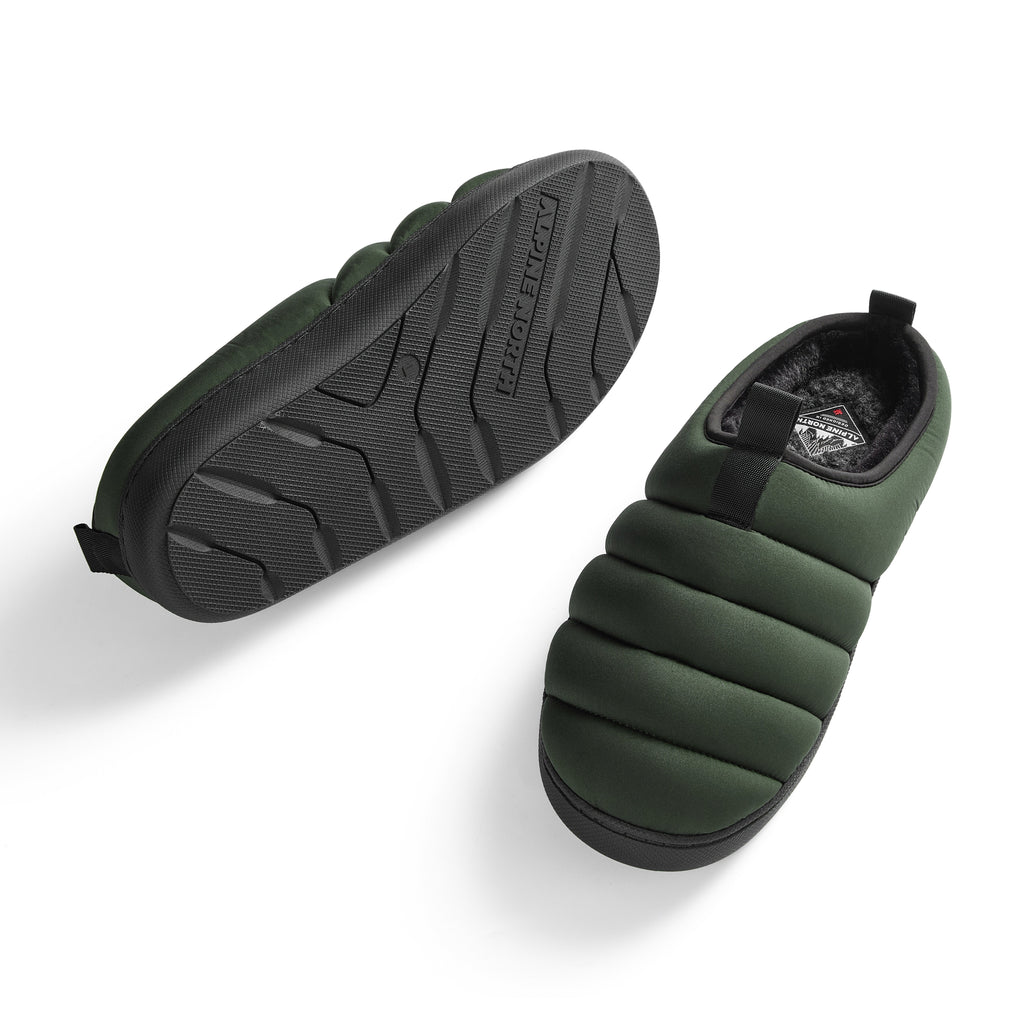 SEATON | INSULATED PUFFER SLIPPERS, DARK GREEN