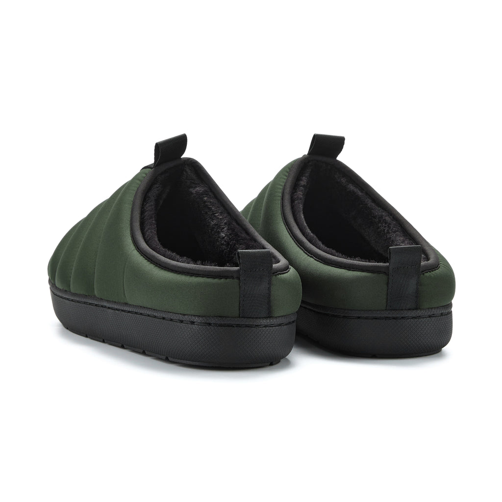SEATON | INSULATED PUFFER SLIPPERS, DARK GREEN
