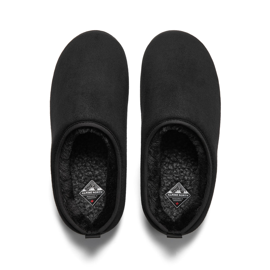 CANMORE | INSULATED FAUX SUEDE SLIPPERS, BLACK