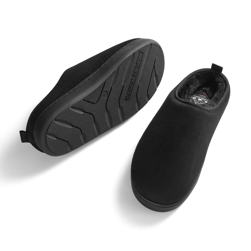CANMORE | INSULATED FAUX SUEDE SLIPPERS, BLACK