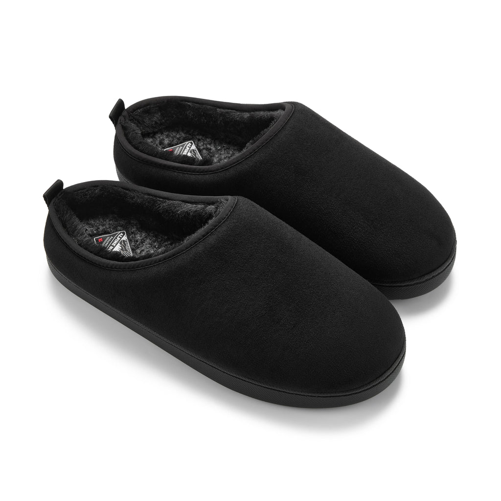 CANMORE | INSULATED FAUX SUEDE SLIPPERS, BLACK