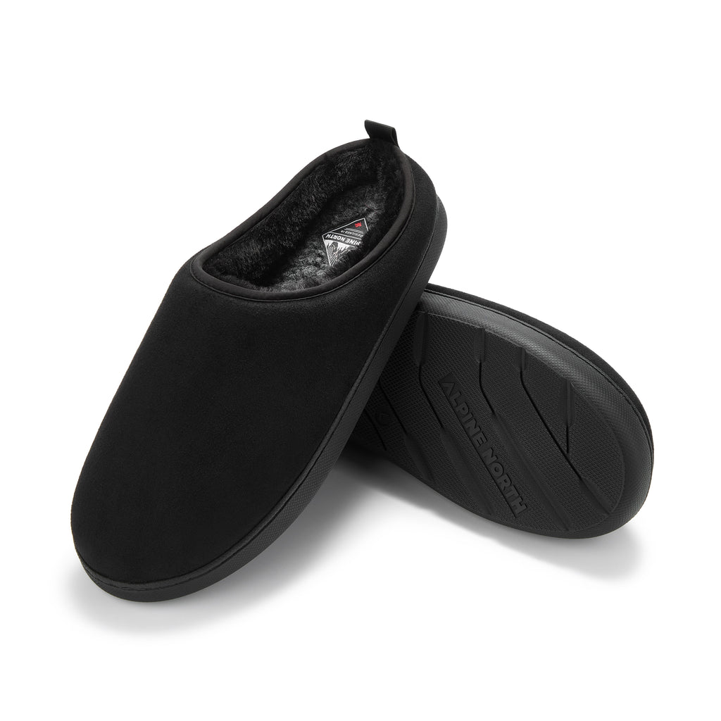 CANMORE | INSULATED FAUX SUEDE SLIPPERS, BLACK