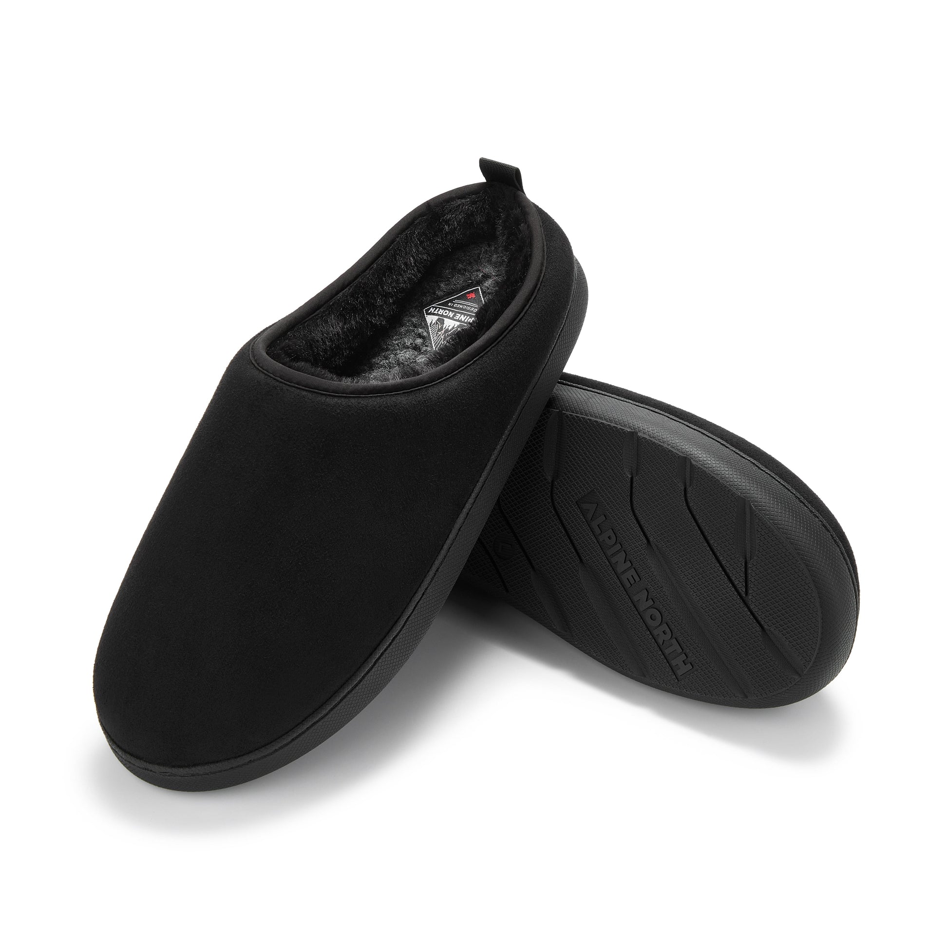 CANMORE | INSULATED FAUX SUEDE SLIPPERS, BLACK