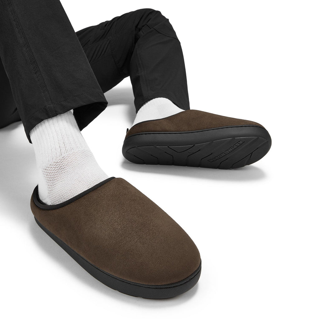 CANMORE | INSULATED FAUX SUEDE SLIPPERS, COFFEE