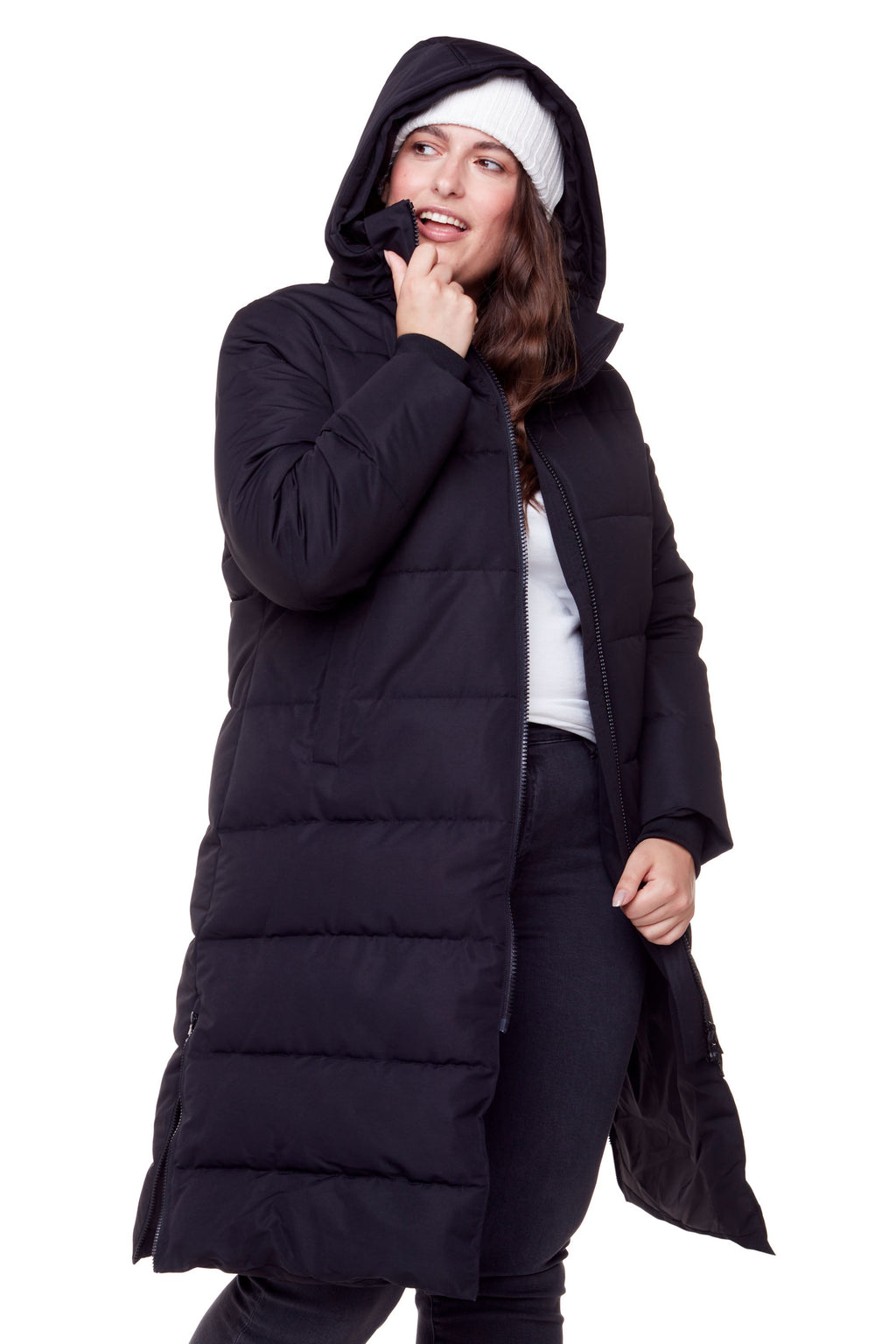 KLUANE PLUS | PARKA ULTRA LONGUE EN DUVET VÉGAN (RECYCLÉE) POUR FEMME, NOIR (TAILLE GRANDE)