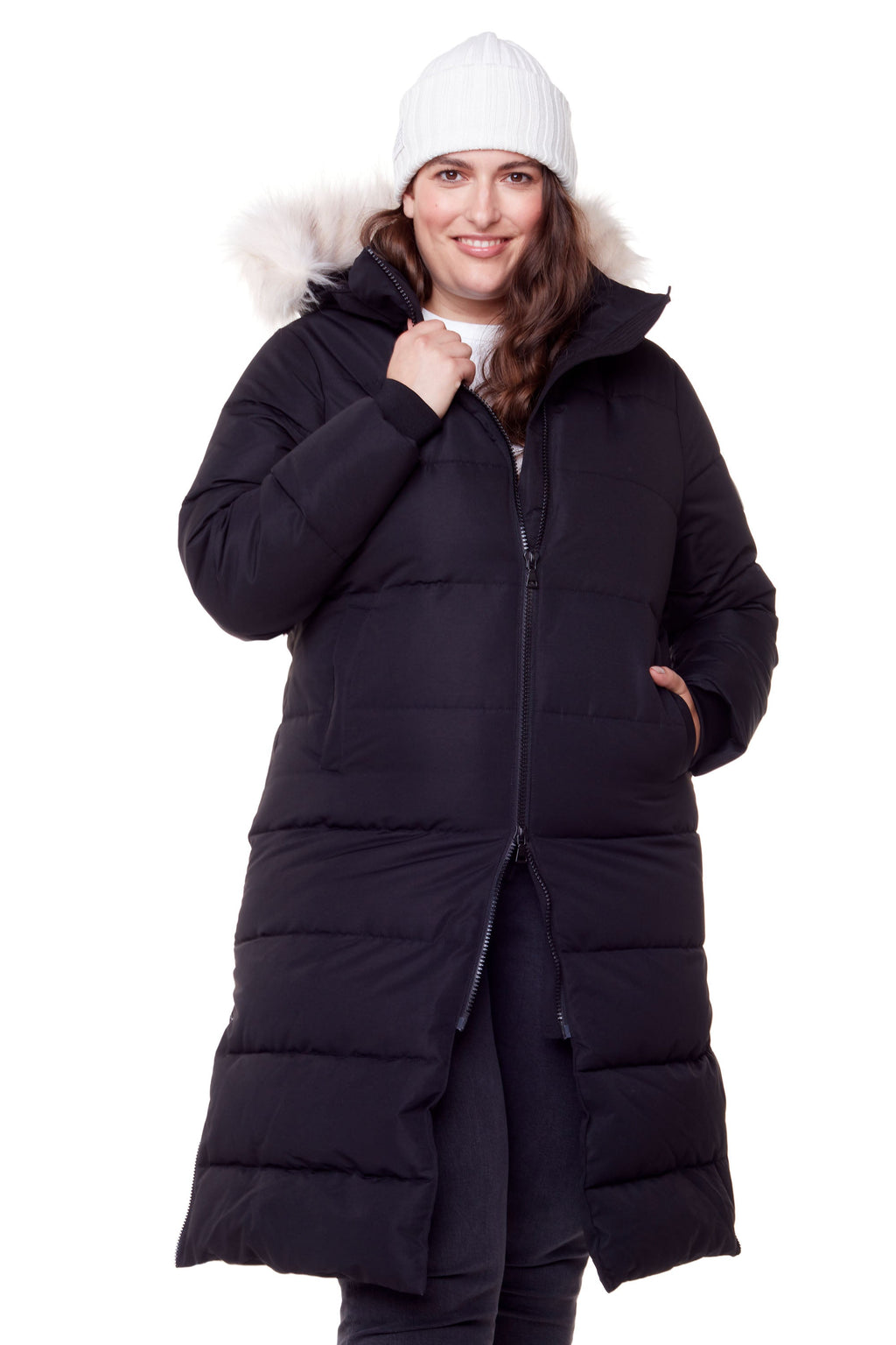 KLUANE PLUS | PARKA ULTRA LONGUE EN DUVET VÉGAN (RECYCLÉE) POUR FEMME, NOIR (TAILLE GRANDE)