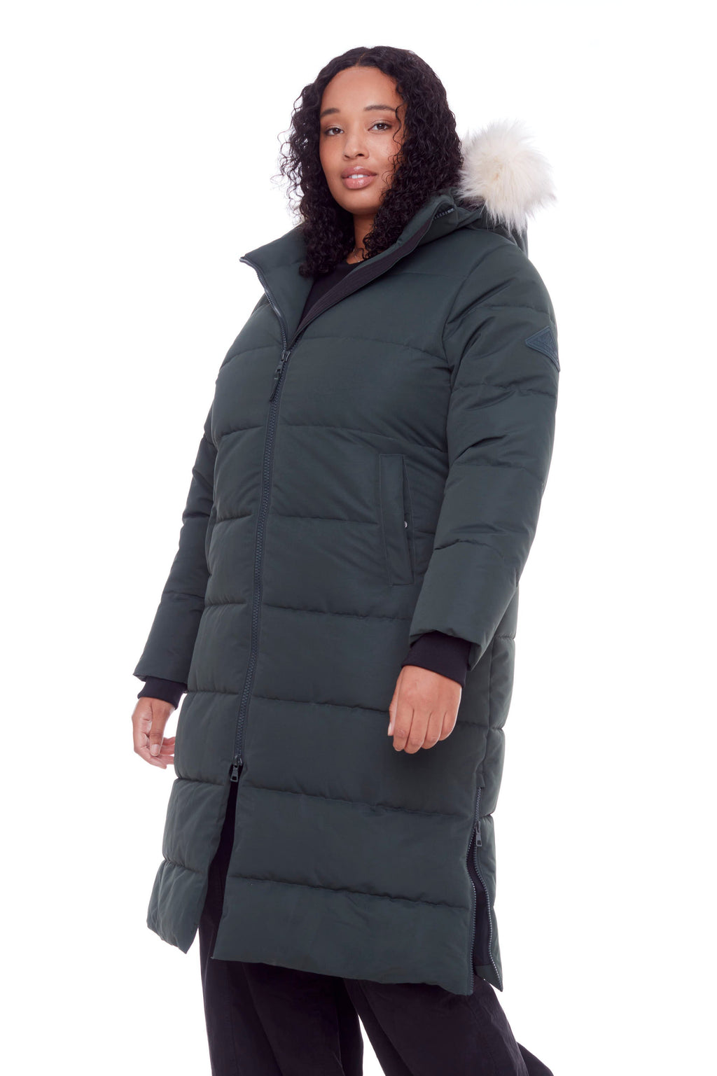 KLUANE PLUS | PARKA ULTRA LONGUE EN DUVET VÉGAN (RECYCLÉE) POUR FEMME, VERT FORÊT (TAILLE GRANDE)