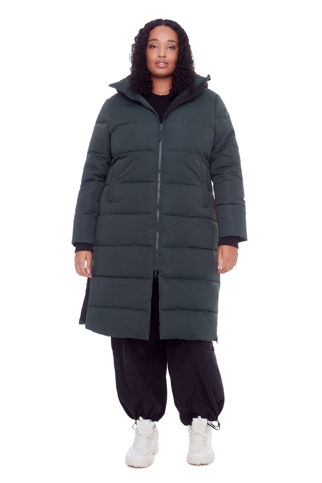 KLUANE PLUS | PARKA ULTRA LONGUE EN DUVET VÉGAN (RECYCLÉE) POUR FEMME, VERT FORÊT (TAILLE GRANDE)
