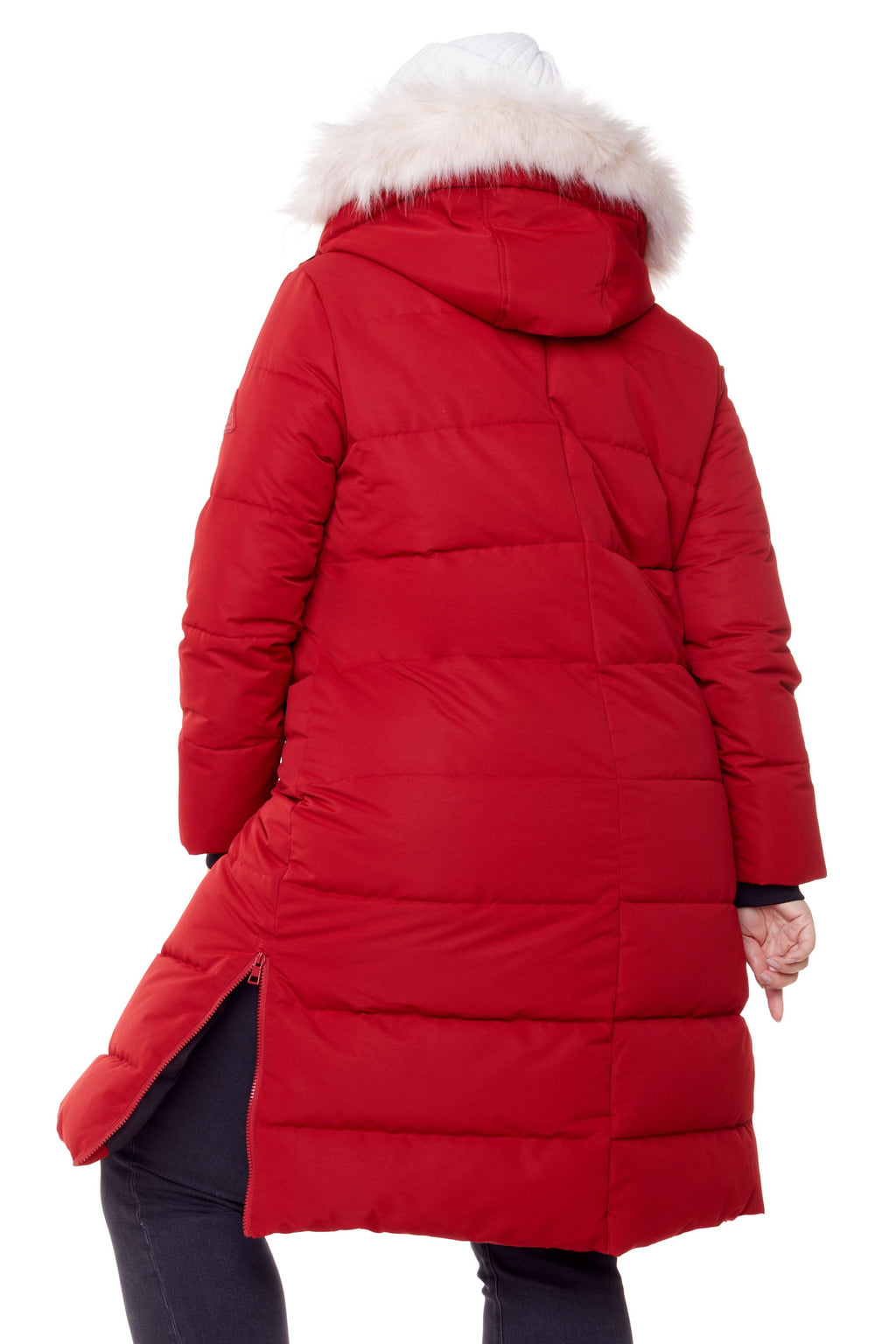 KLUANE PLUS | PARKA ULTRA LONGUE EN DUVET VÉGAN (RECYCLÉE) POUR FEMME, ROUGE FONCÉ (TAILLE GRANDE)