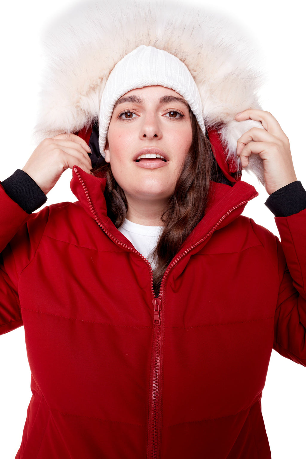 KLUANE PLUS | PARKA ULTRA LONGUE EN DUVET VÉGAN (RECYCLÉE) POUR FEMME, ROUGE FONCÉ (TAILLE GRANDE)