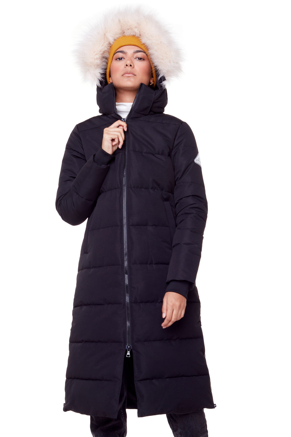 KLUANE | PARKA ULTRA LONGUE EN DUVET VÉGAN POUR FEMME (RECYCLÉE), NOIR