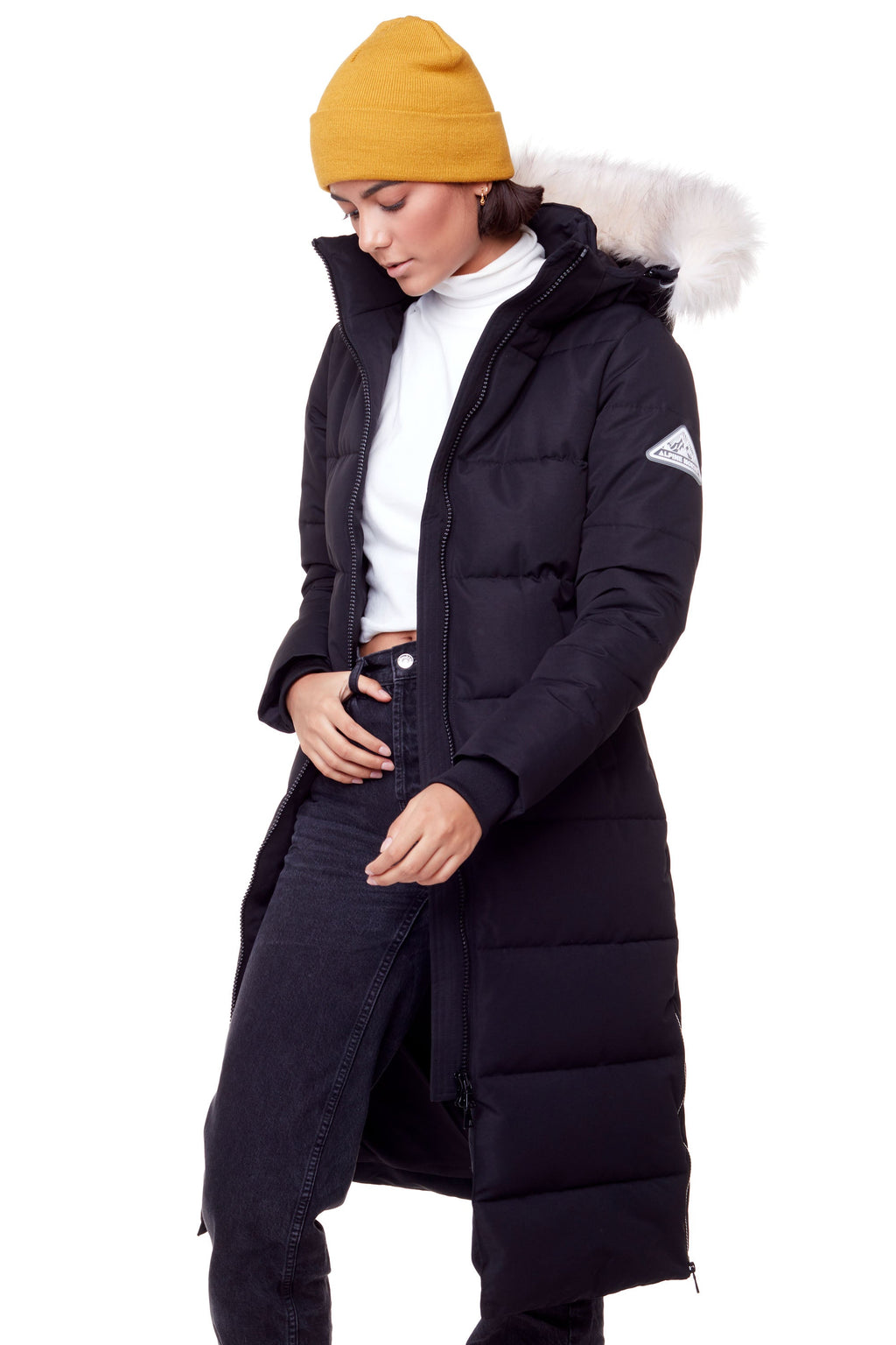 KLUANE | PARKA ULTRA LONGUE EN DUVET VÉGAN POUR FEMME (RECYCLÉE), NOIR