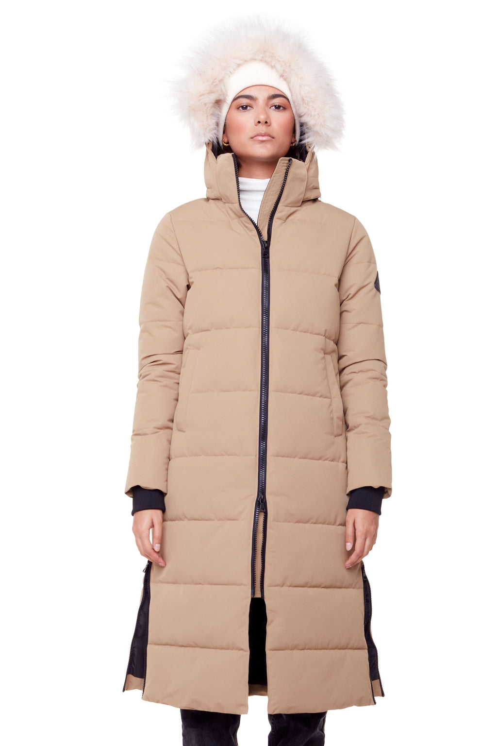 KLUANE | PARKA ULTRA LONGUE EN DUVET VÉGAN POUR FEMME (RECYCLÉE), CAMEL