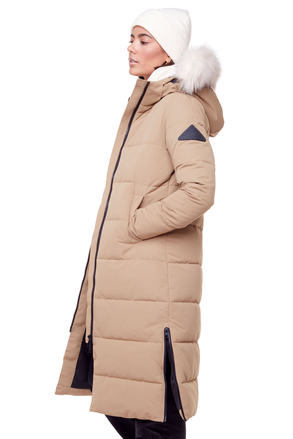 KLUANE | PARKA ULTRA LONGUE EN DUVET VÉGAN POUR FEMME (RECYCLÉE), CAMEL