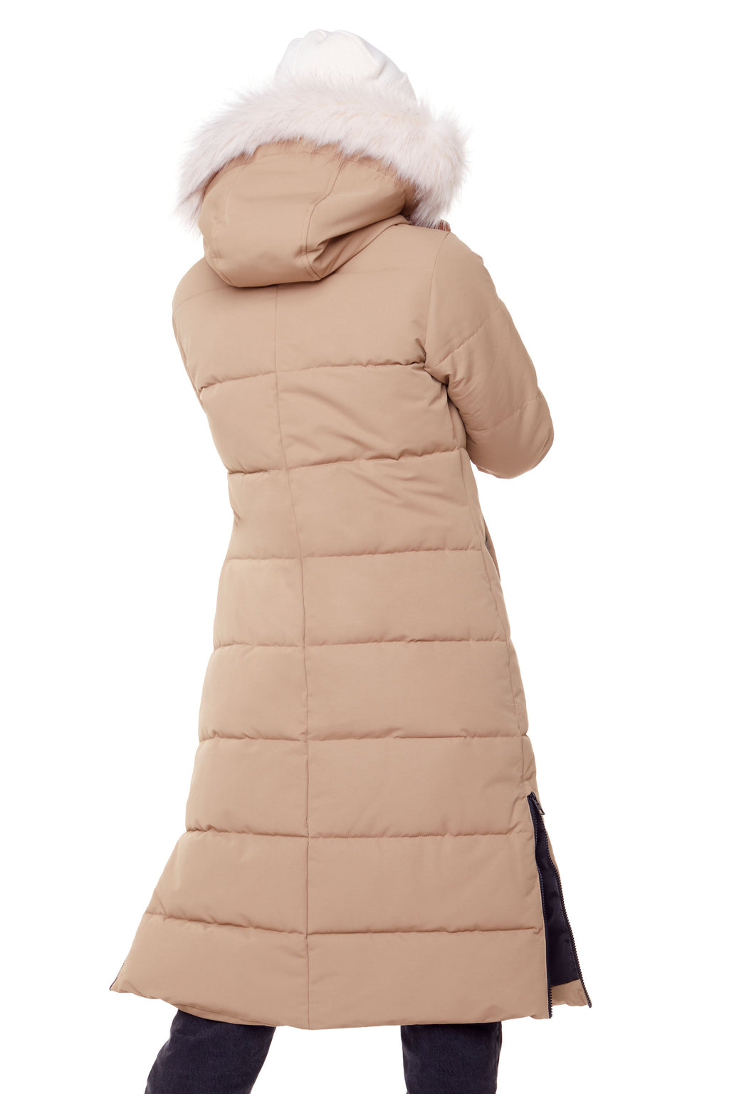 KLUANE | PARKA ULTRA LONGUE EN DUVET VÉGAN POUR FEMME (RECYCLÉE), CAMEL