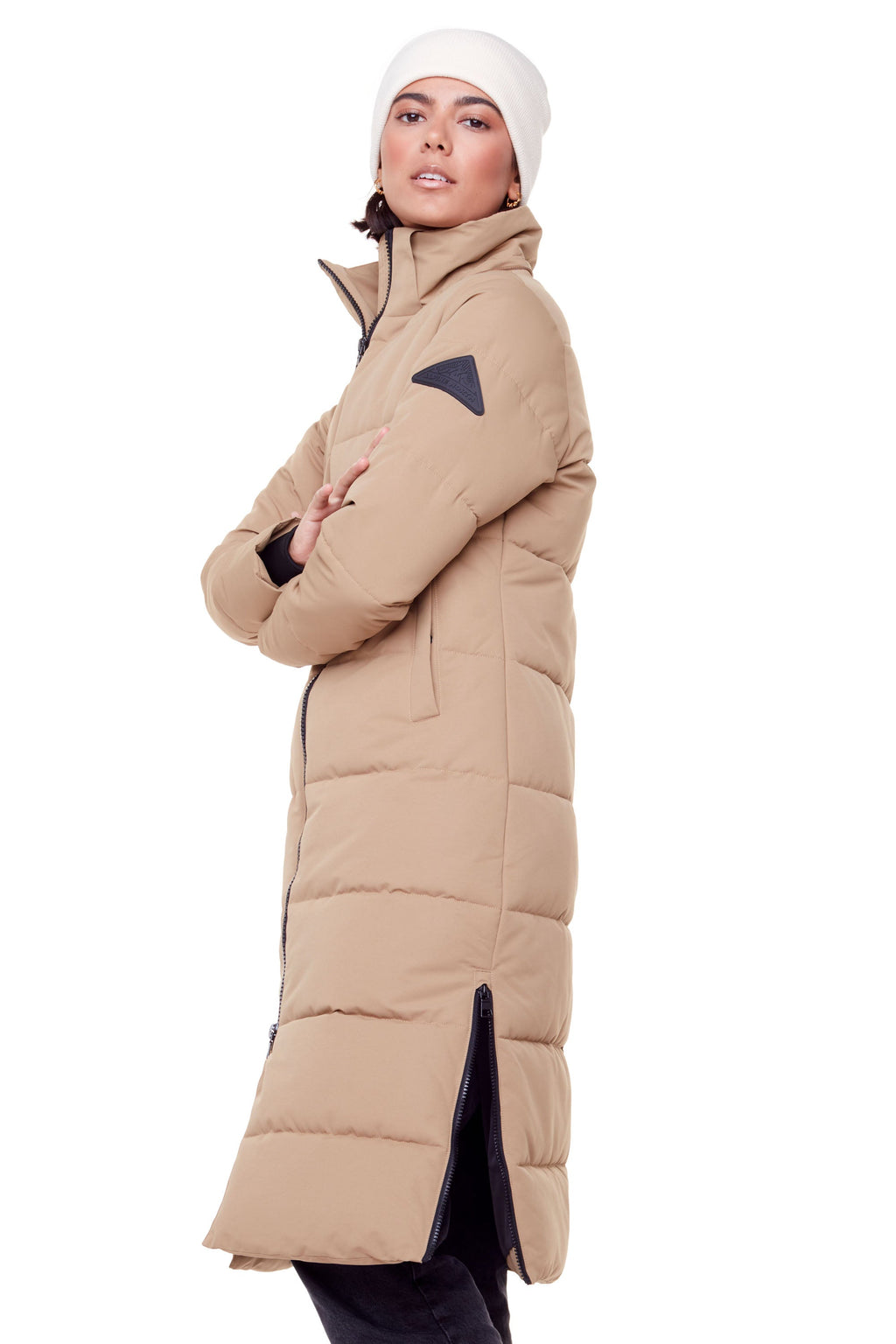 KLUANE | PARKA ULTRA LONGUE EN DUVET VÉGAN POUR FEMME (RECYCLÉE), CAMEL