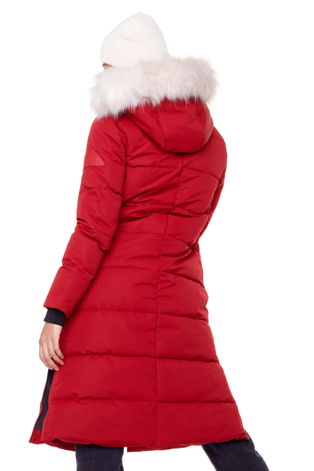 KLUANE | PARKA ULTRA LONGUE EN DUVET VÉGAN POUR FEMME (RECYCLÉE), ROUGE FONCÉ