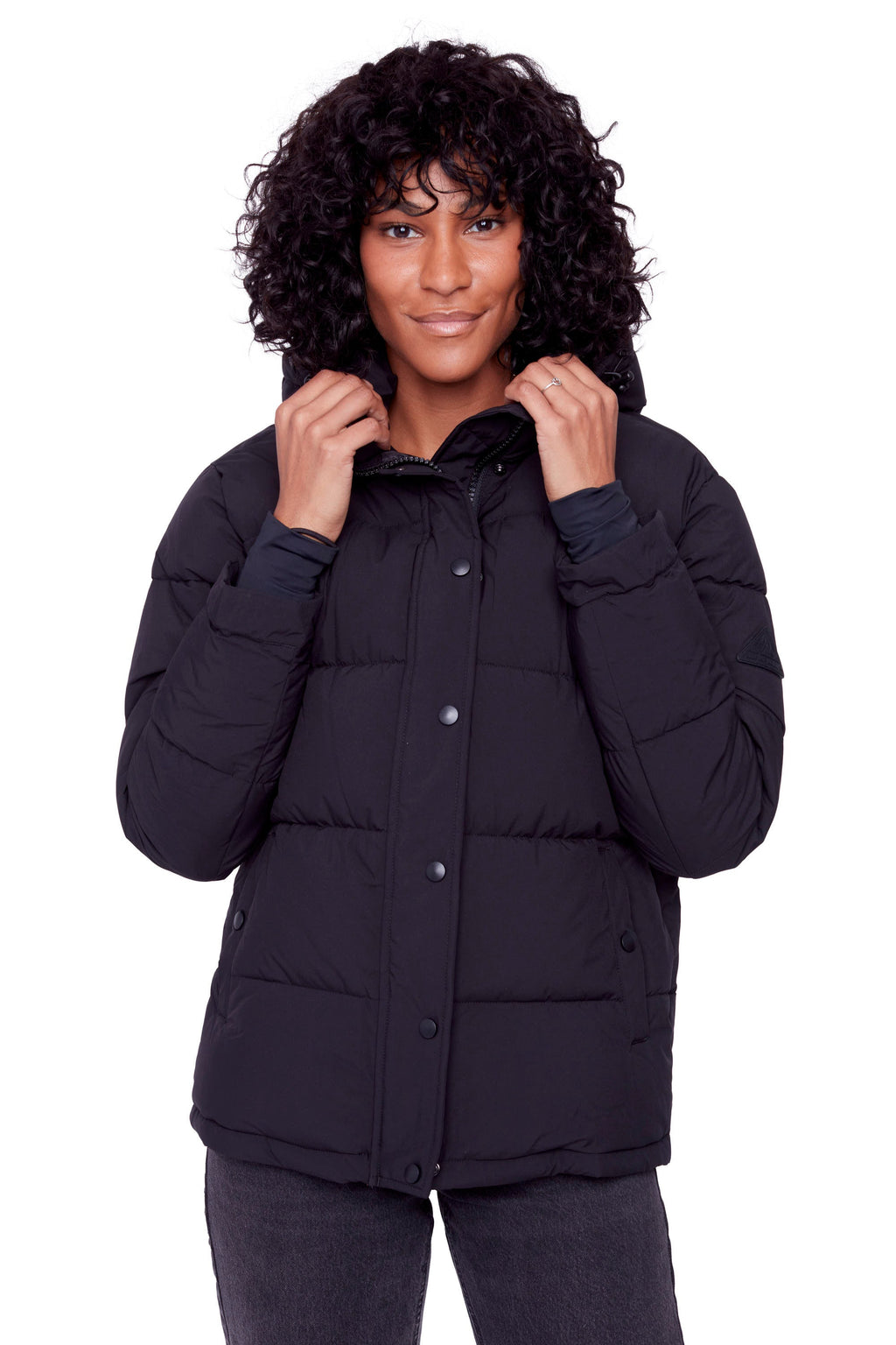 FORILLON | DOUDOUNE COURTE MATELASSÉE EN DUVET VÉGAN (RECYCLÉE) POUR FEMME, NOIR