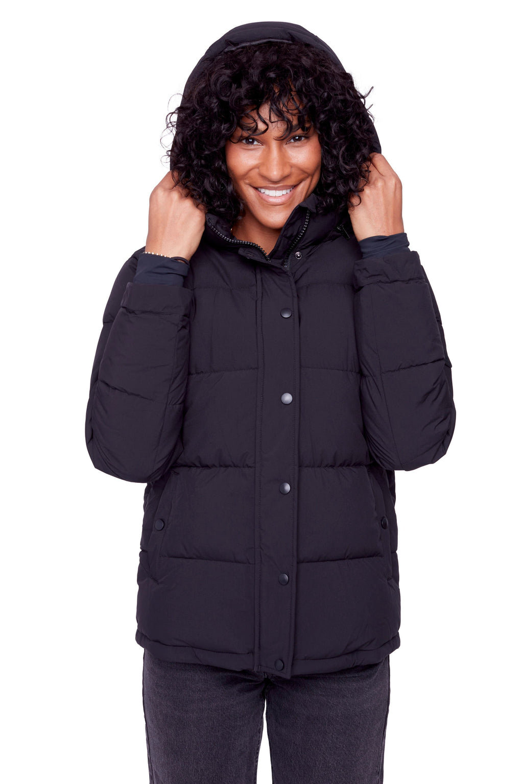 FORILLON | DOUDOUNE COURTE MATELASSÉE EN DUVET VÉGAN (RECYCLÉE) POUR FEMME, NOIR