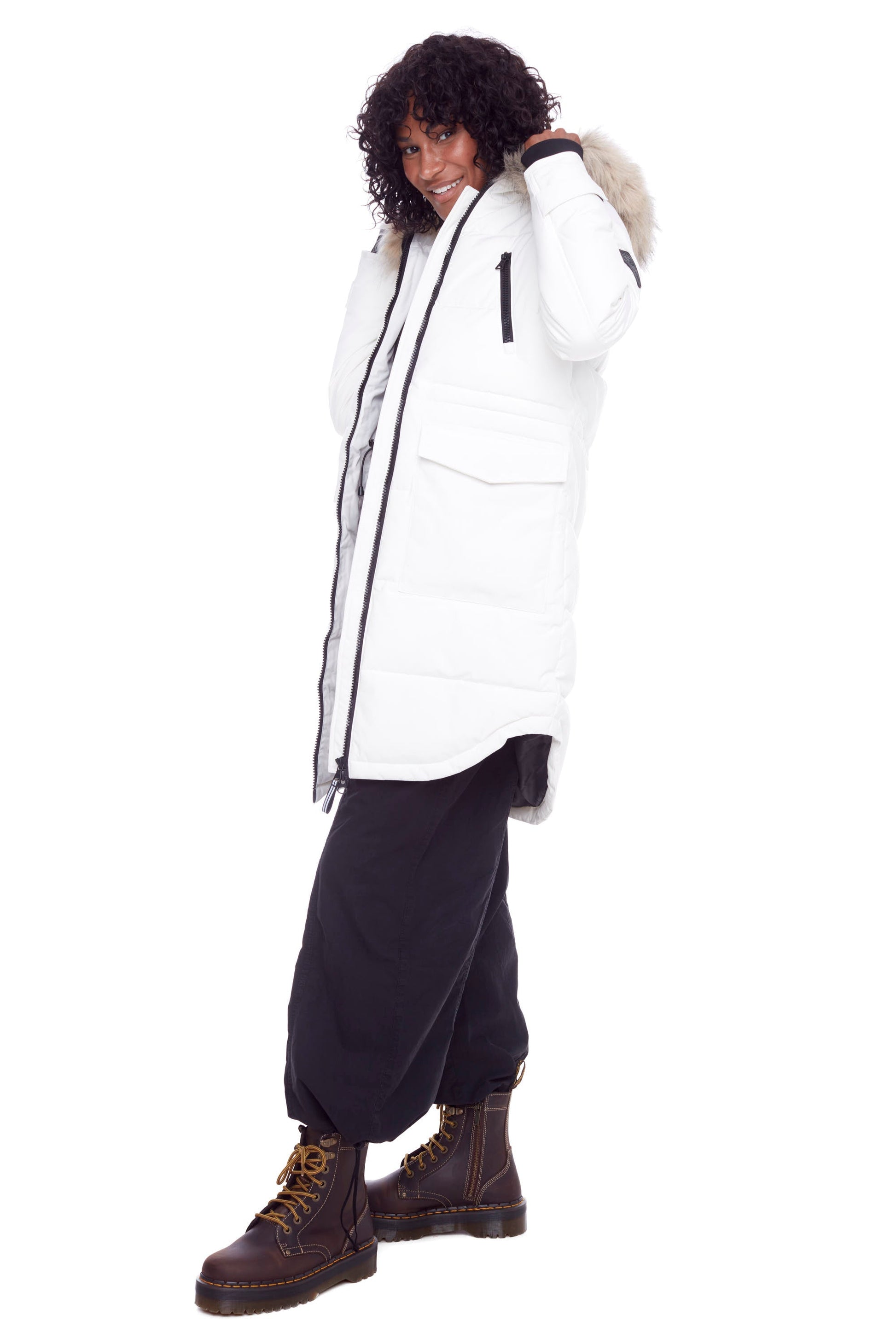 UKON | WOMEN'S VEGAN DOWN (RECYCLED) DRAWSTRING PARKA, CREAM
